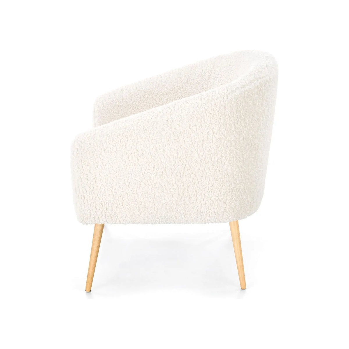 Fotoliu GRIFON 2, crem/stejar, stofa buclata/lemn, 77x67x78 cm