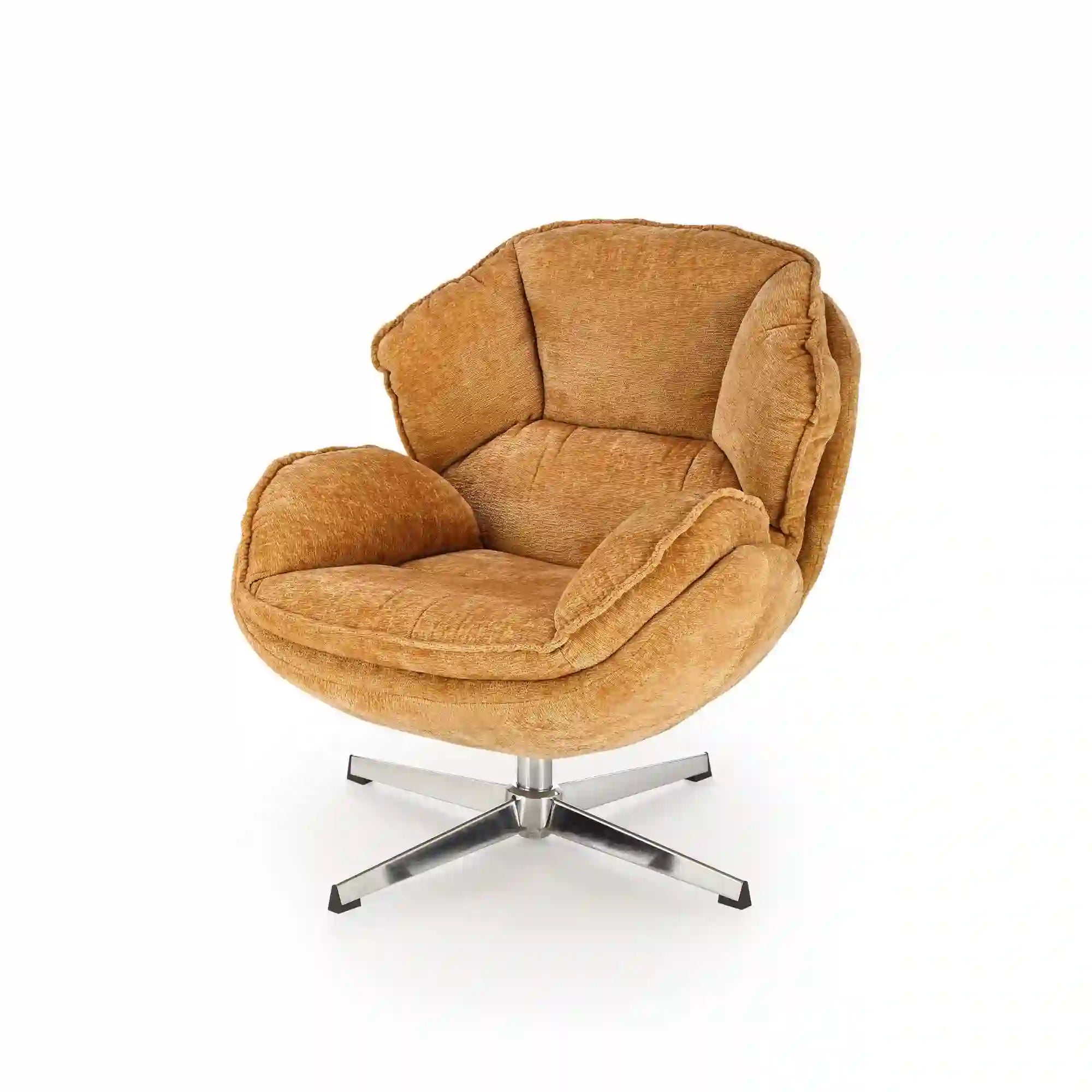 Fotoliu GUIDO, galben mustar/crom, stofa clasica/metal, 80x84x81 cm