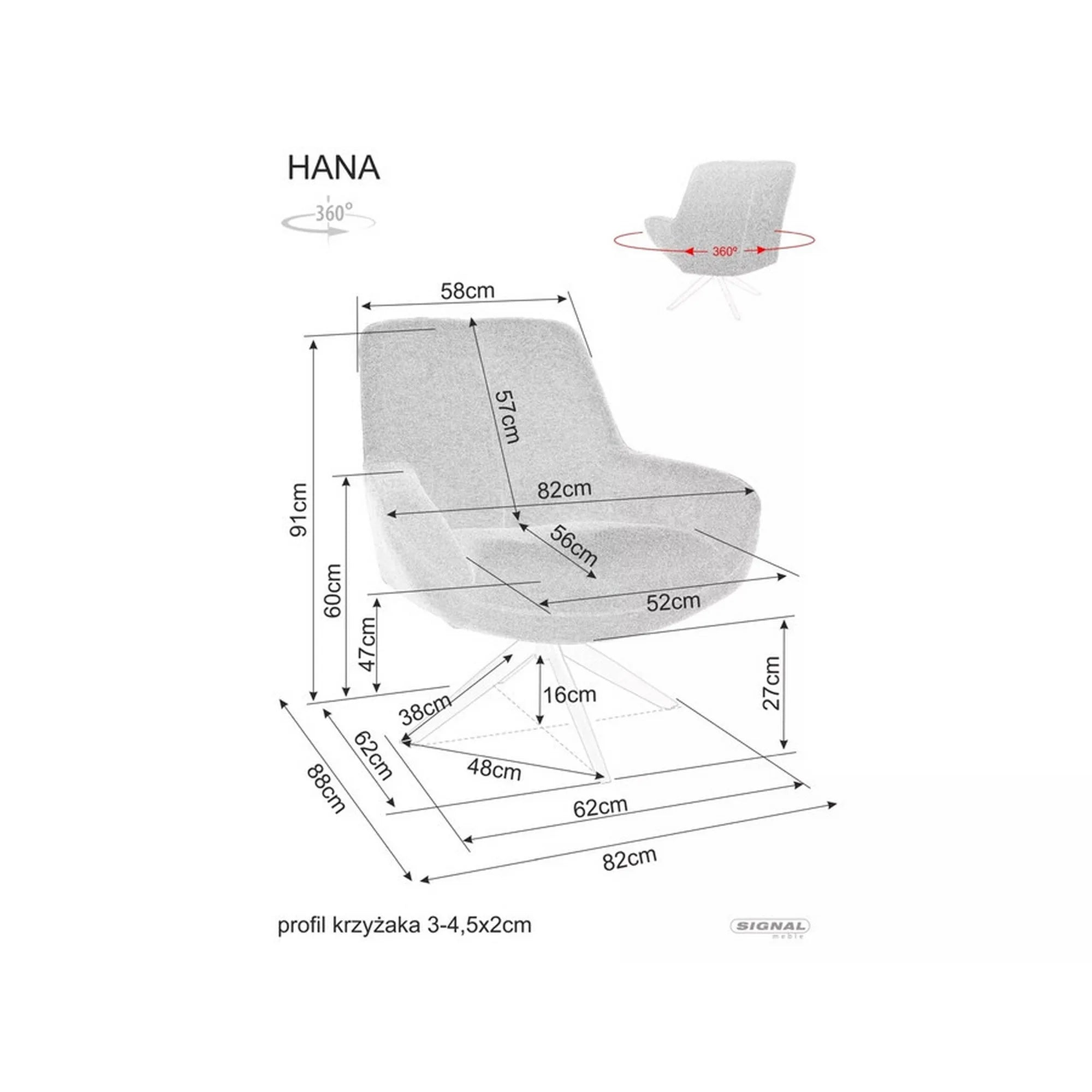 Fotoliu HANA, stofa clasica bej - Brego 34, 82x88x91 cm
