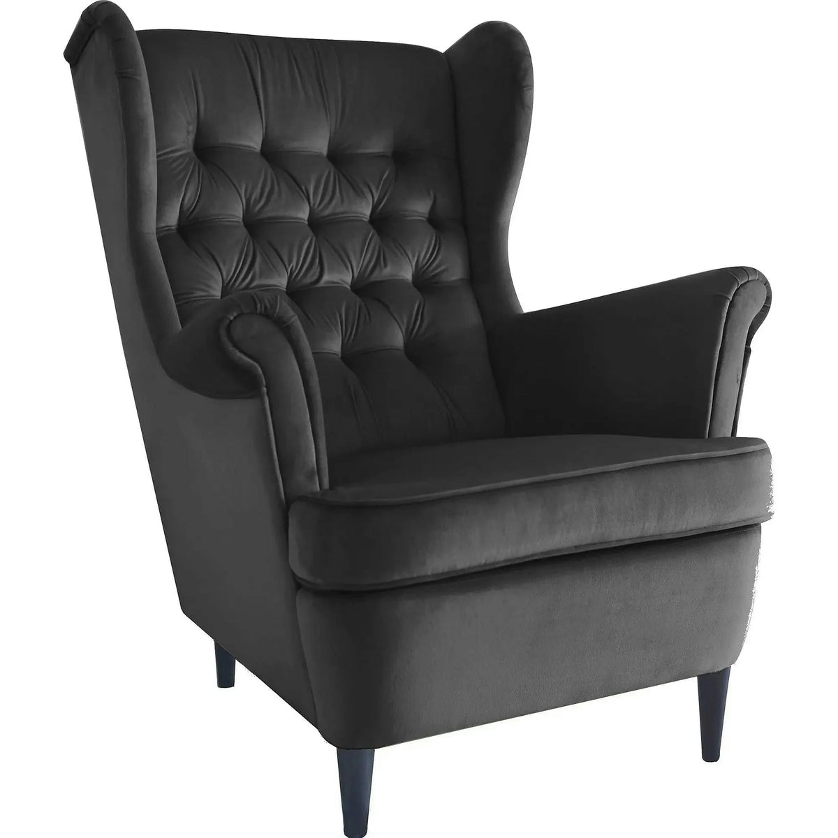 Fotoliu HARRY, stofa catifelata neagra - Bluvel 19, 82x92x101 cm