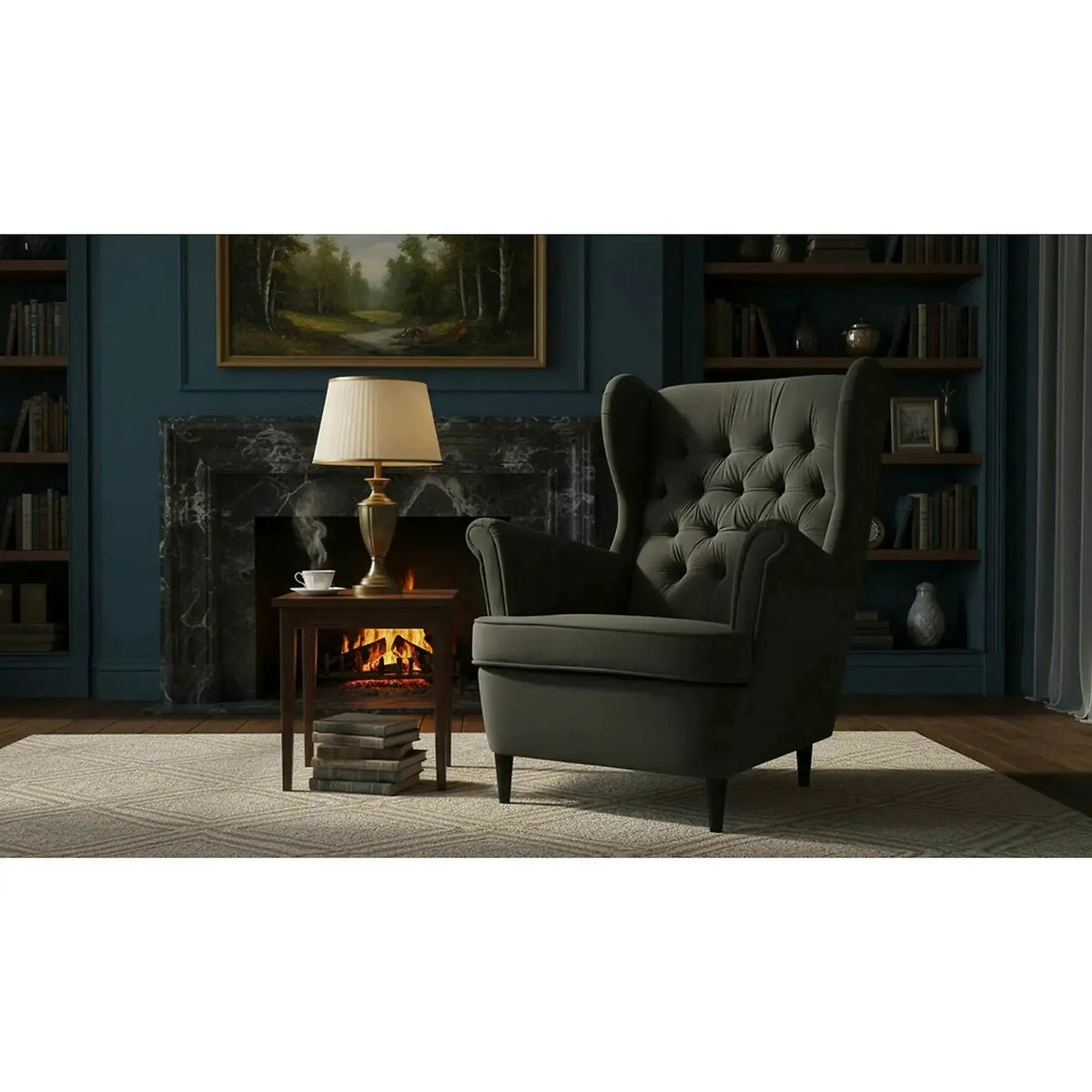 Fotoliu HARRY, stofa catifelata neagra - Bluvel 19, 82x92x101 cm