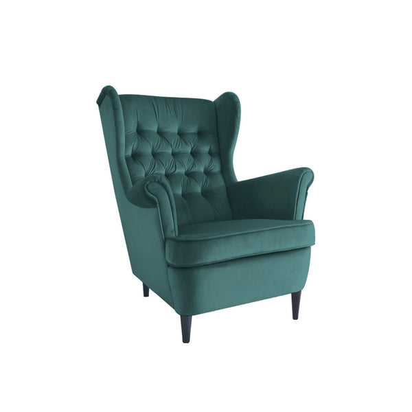 Fotoliu HARRY, stofa catifelata verde - Bluvel 78, 82x92x101 cm