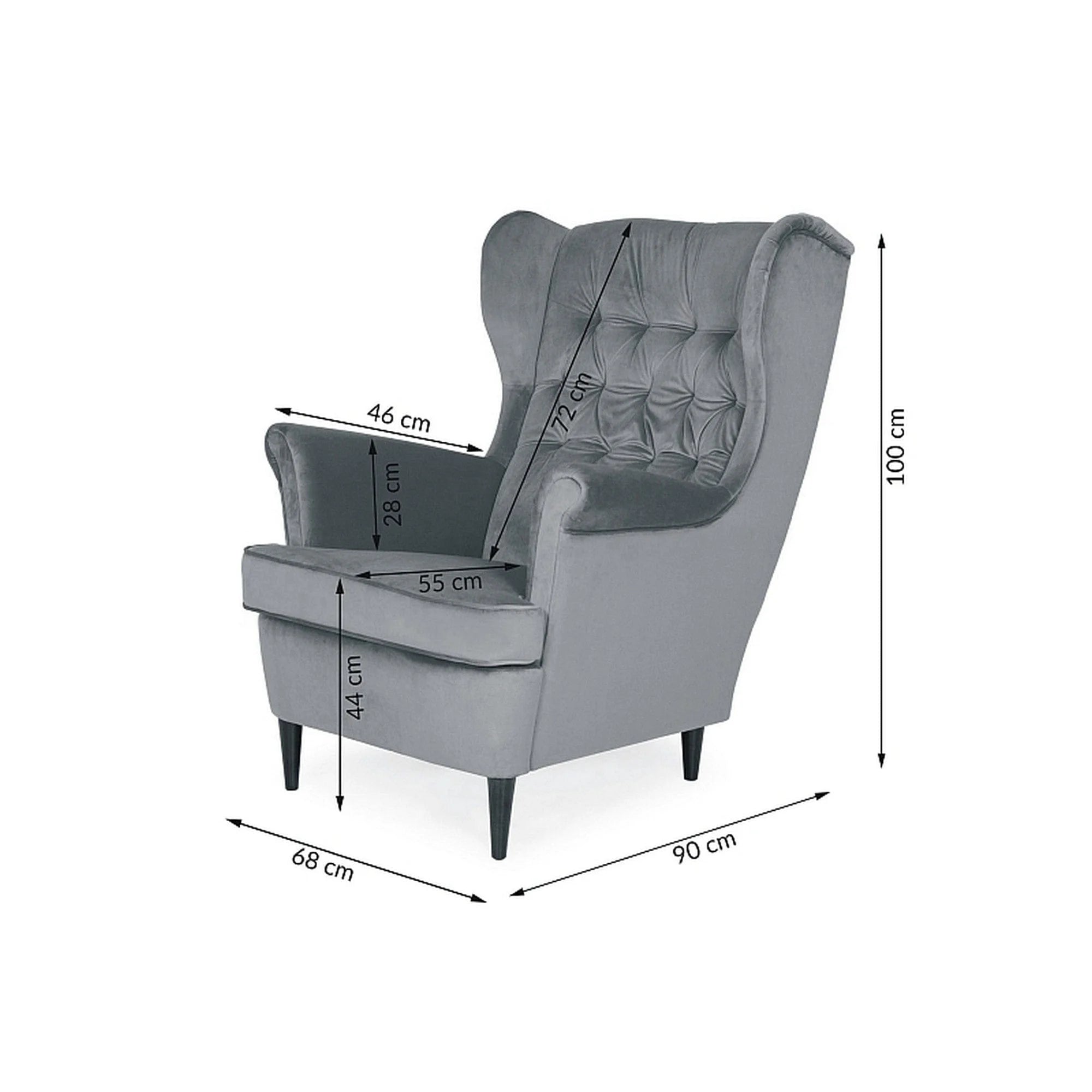 Fotoliu HARRY, stofa catifelata verde - Bluvel 78, 82x92x101 cm