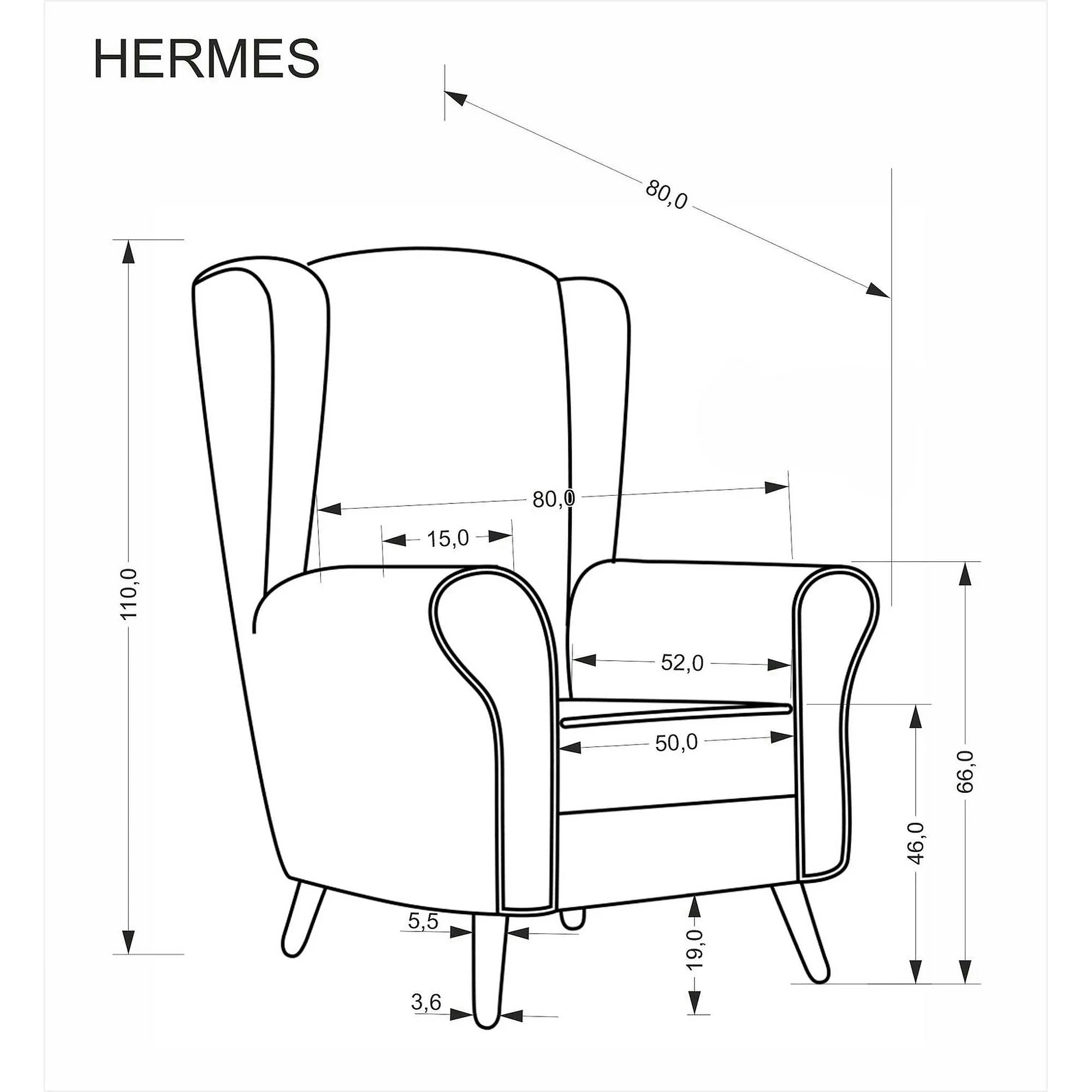 Fotoliu HERMES, stofa gri - Markos 14/22, 80x80x110 cm
