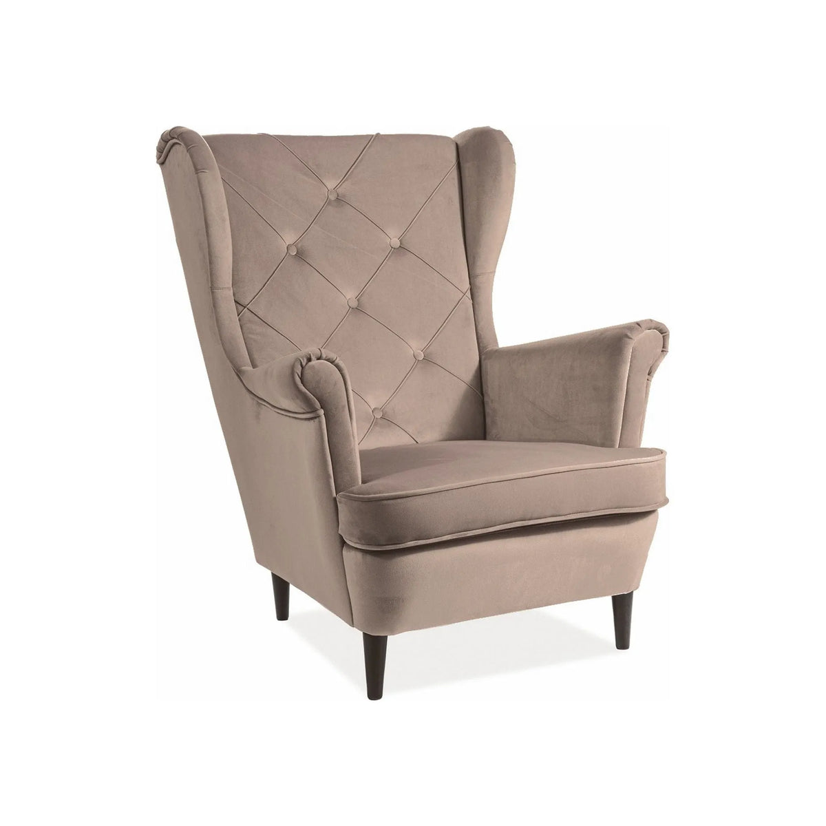 Fotoliu LADY, stofa catifelata bej - Bluvel 28, 82x92x101 cm