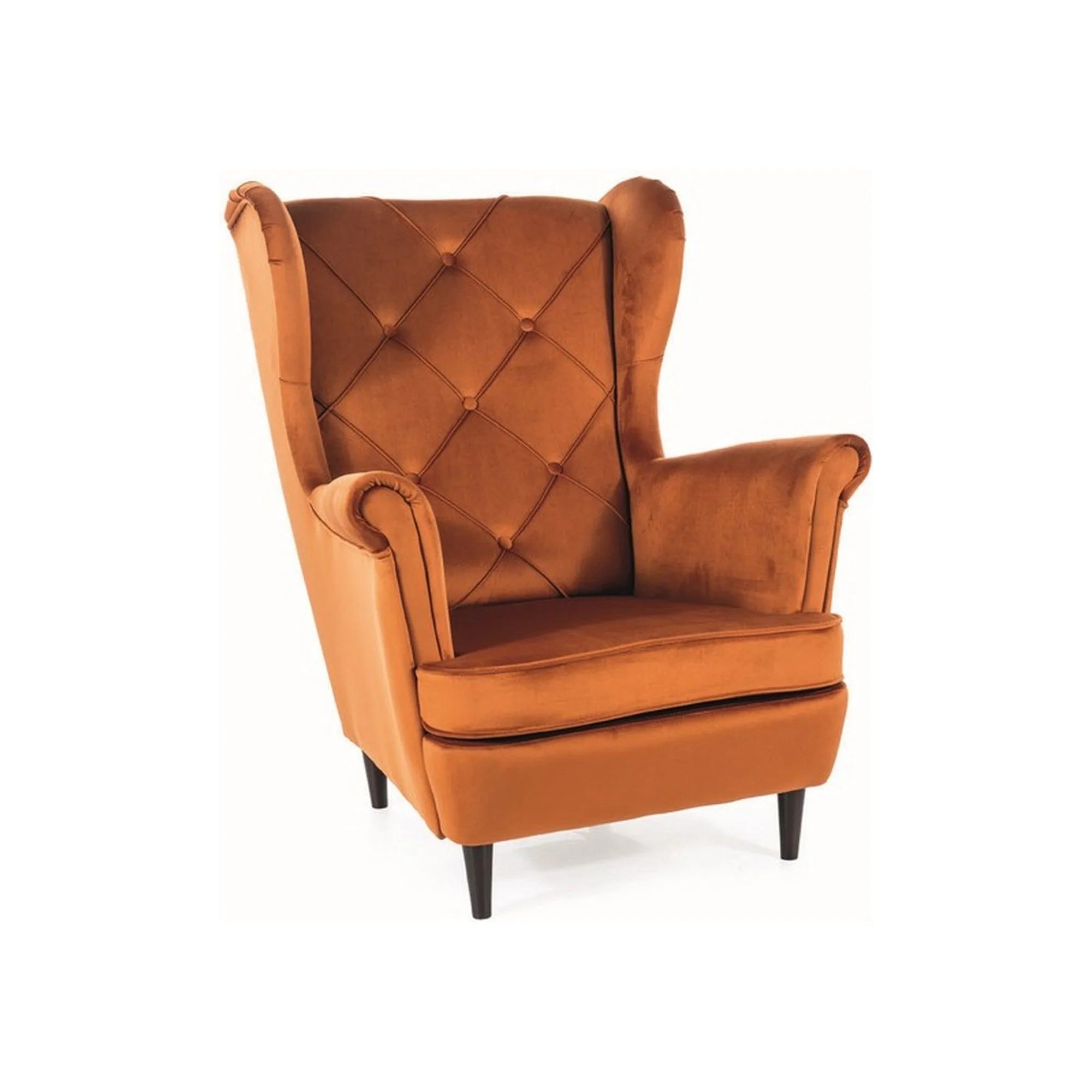 Fotoliu LADY, stofa catifelata caramizie - Bluvel 4215, 82x92x101 cm