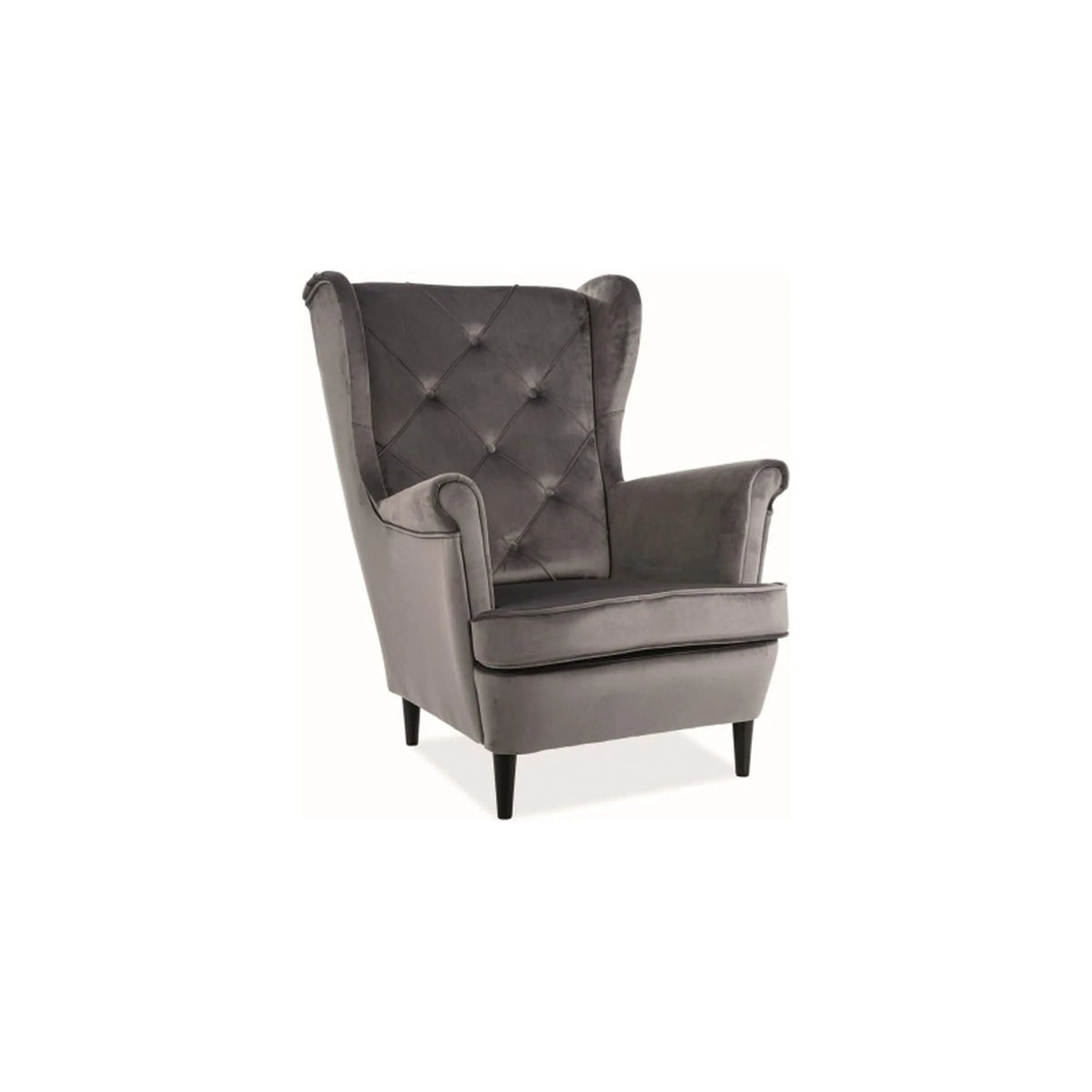 Fotoliu LADY, stofa catifelata gri - Bluvel 14, 82x92x101 cm