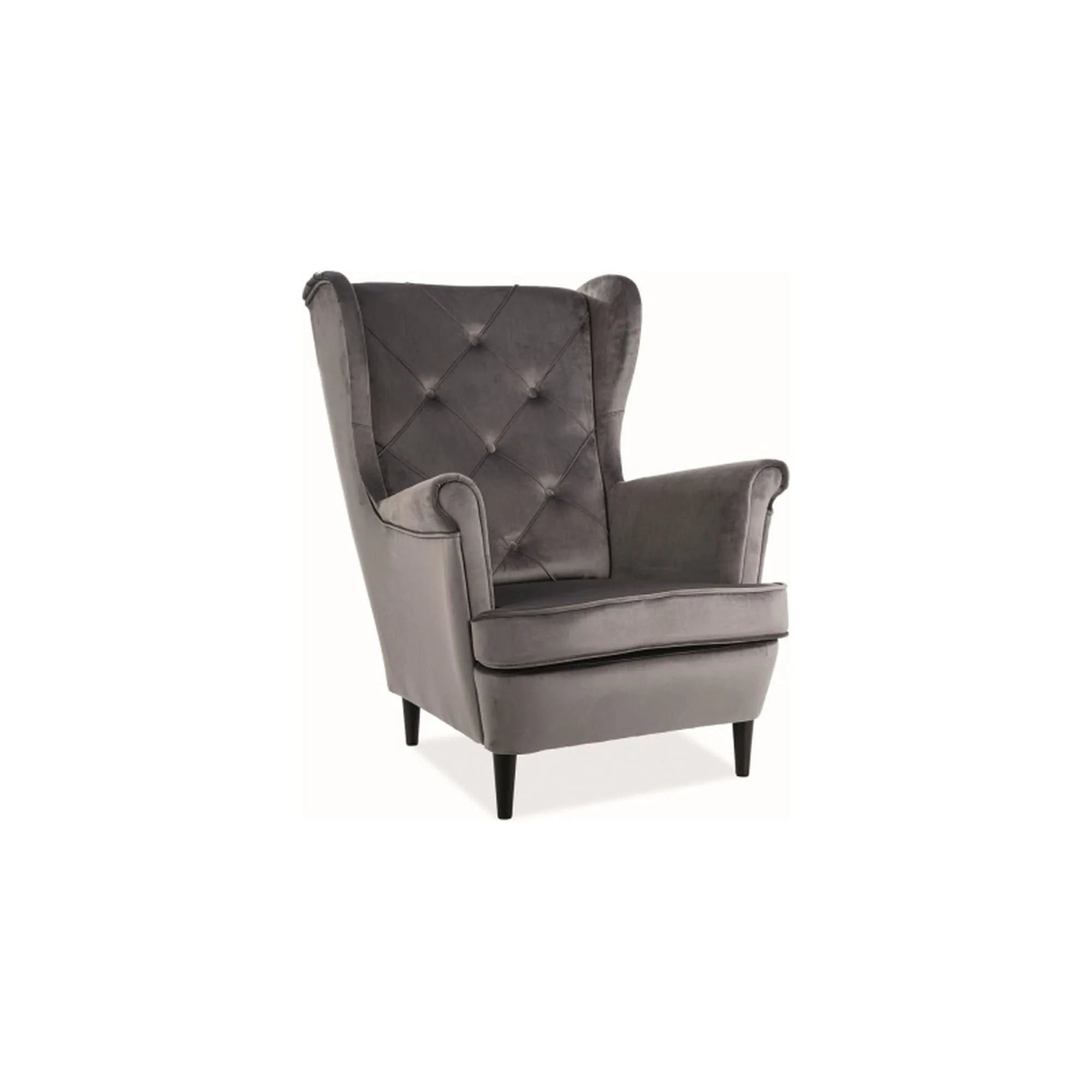 Fotoliu LADY, stofa catifelata gri - Bluvel 14, 82x92x101 cm