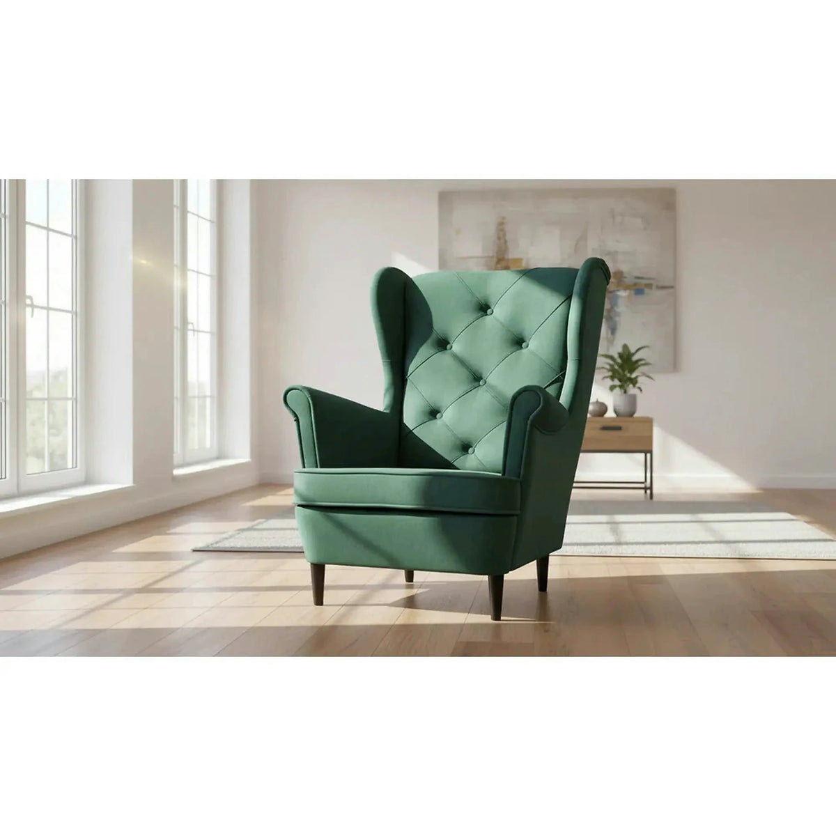 Fotoliu LADY, stofa catifelata verde - Bluvel 78, 82x92x101 cm