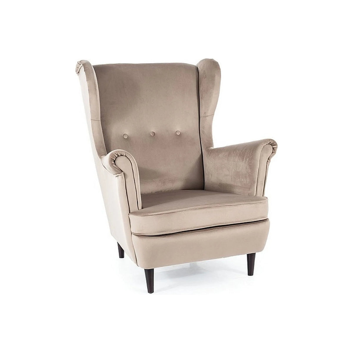 Fotoliu LORD, stofa catifelata bej - Bluvel 40/wenge, 82x92x101 cm