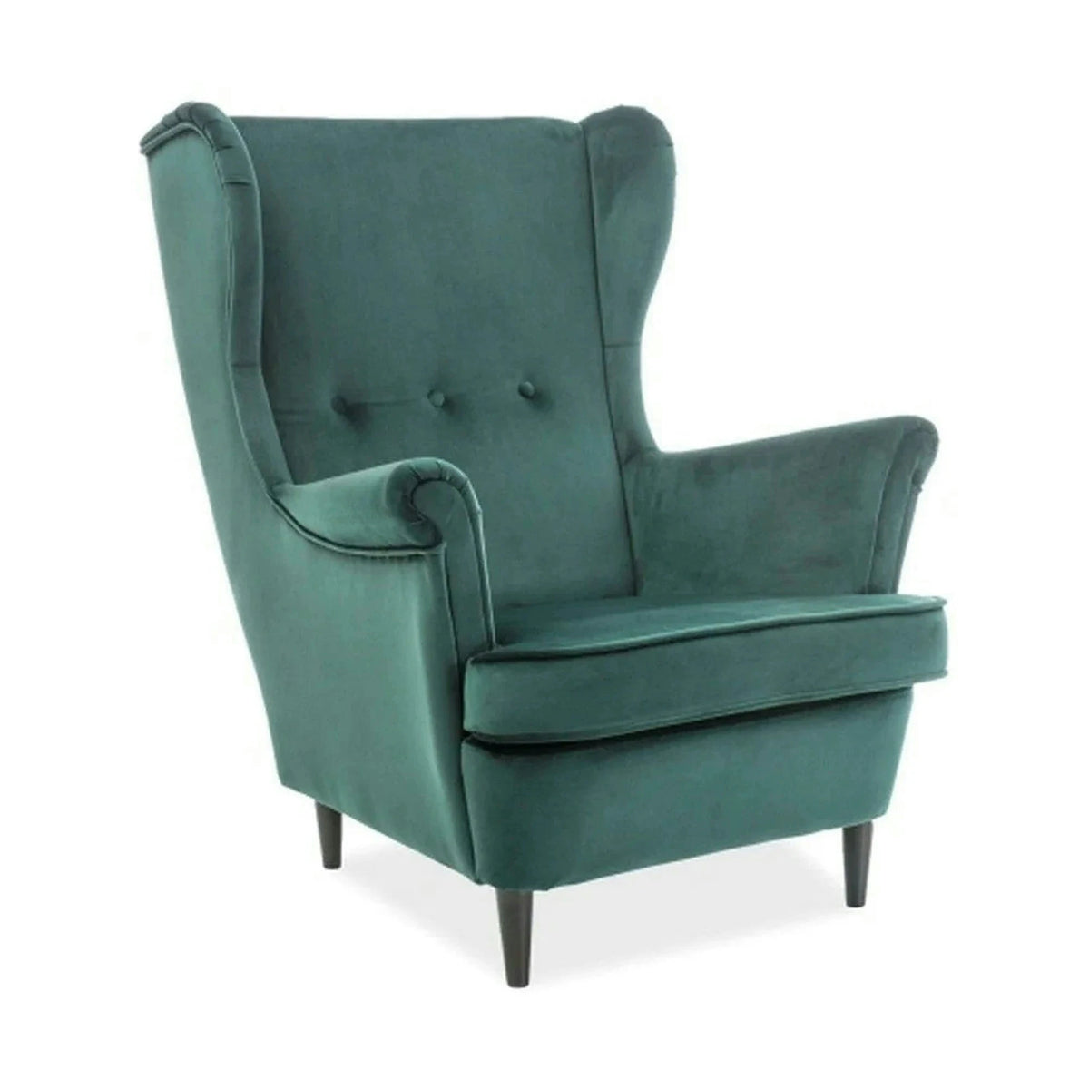 Fotoliu LORD, stofa catifelata verde - Bluvel 78/wenge, 82x92x101 cm