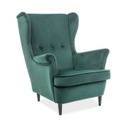 Fotoliu LORD, stofa catifelata verde - Bluvel 78/wenge, 82x92x101 cm