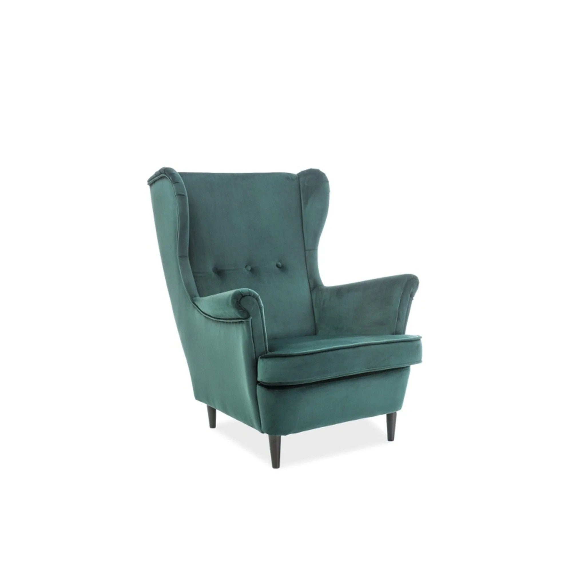 Fotoliu LORD, stofa catifelata verde - Bluvel 78/wenge, 82x92x101 cm