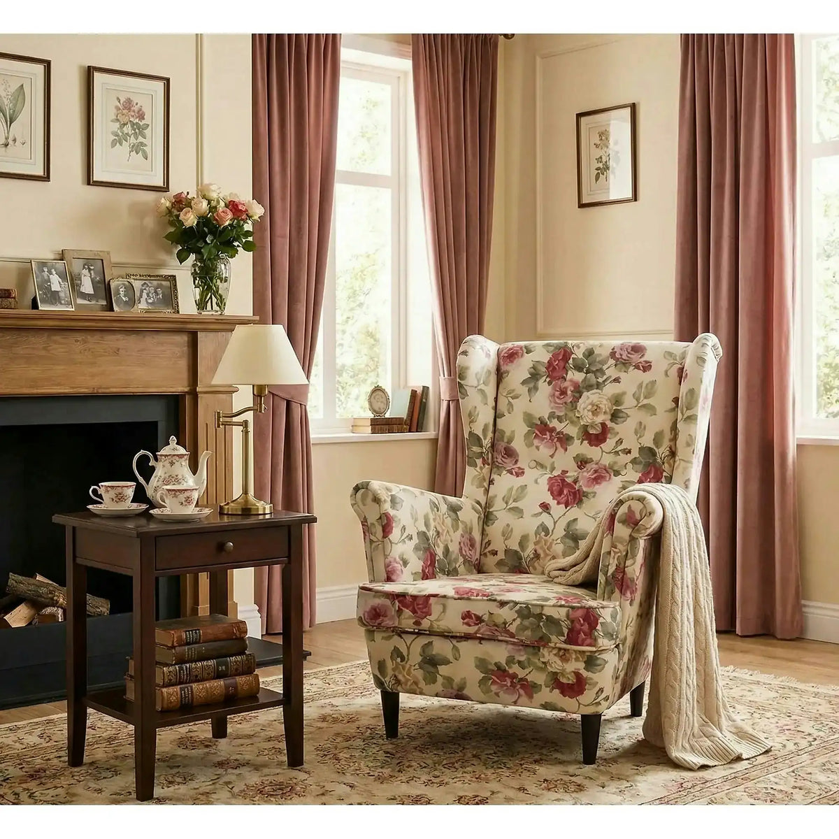 Fotoliu LORD WM 82, multicolor/wenge, stofa/lemn, 82x92x101 cm