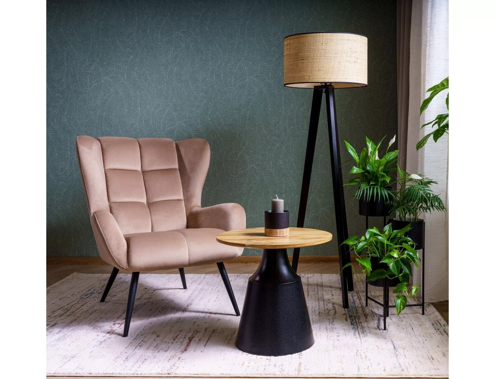 Fotoliu LOUIS, stofa catifelata bej - Bluvel 28, 75x87x91 cm