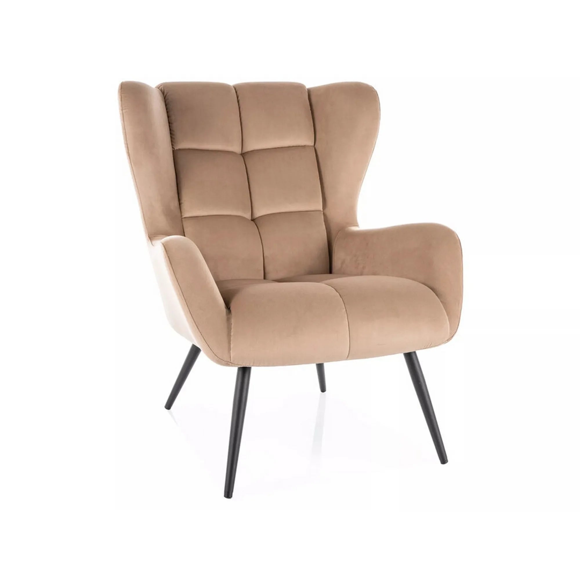 Fotoliu LOUIS, stofa catifelata bej - Bluvel 28, 75x87x91 cm