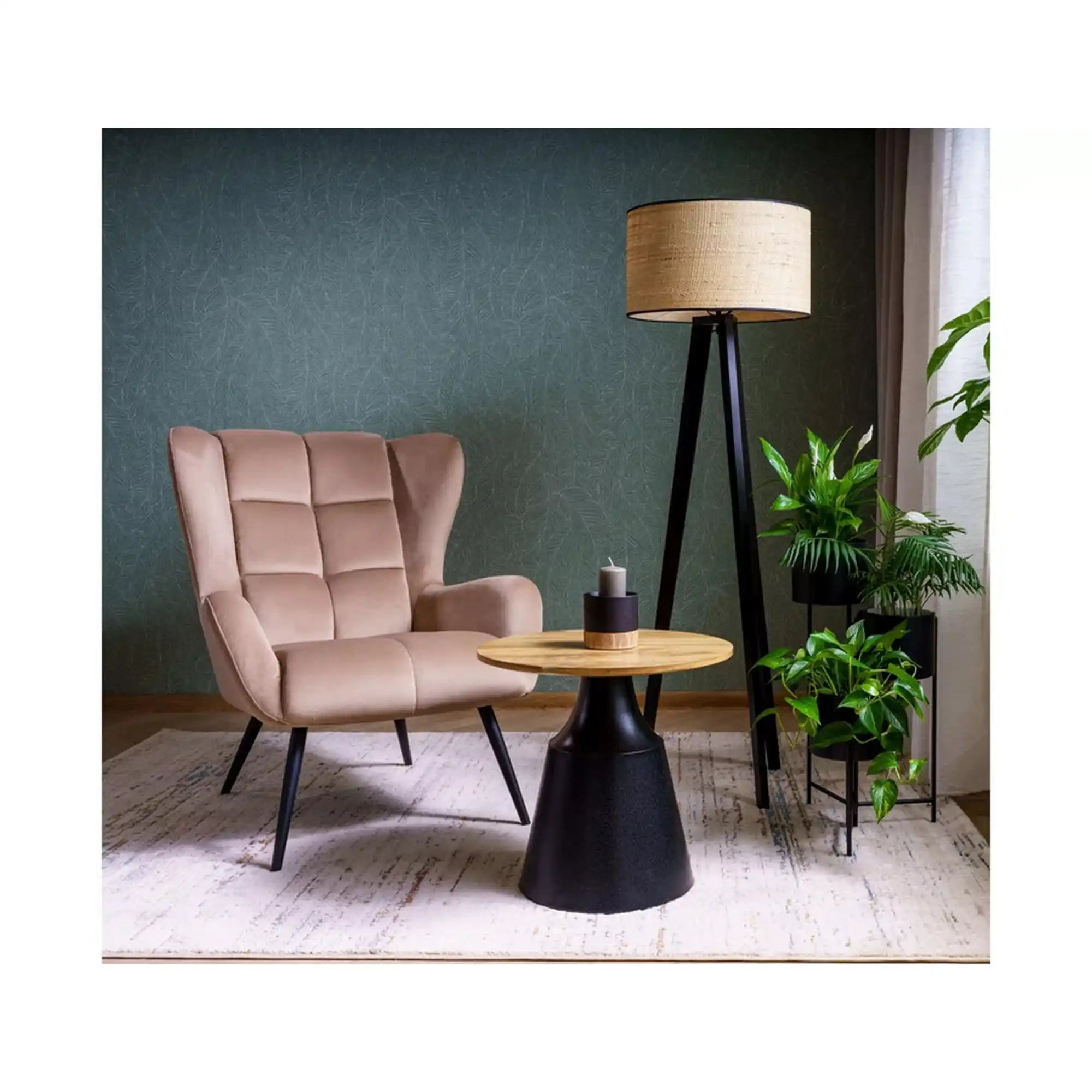 Fotoliu LOUIS, stofa catifelata bej - Bluvel 28, 75x87x91 cm