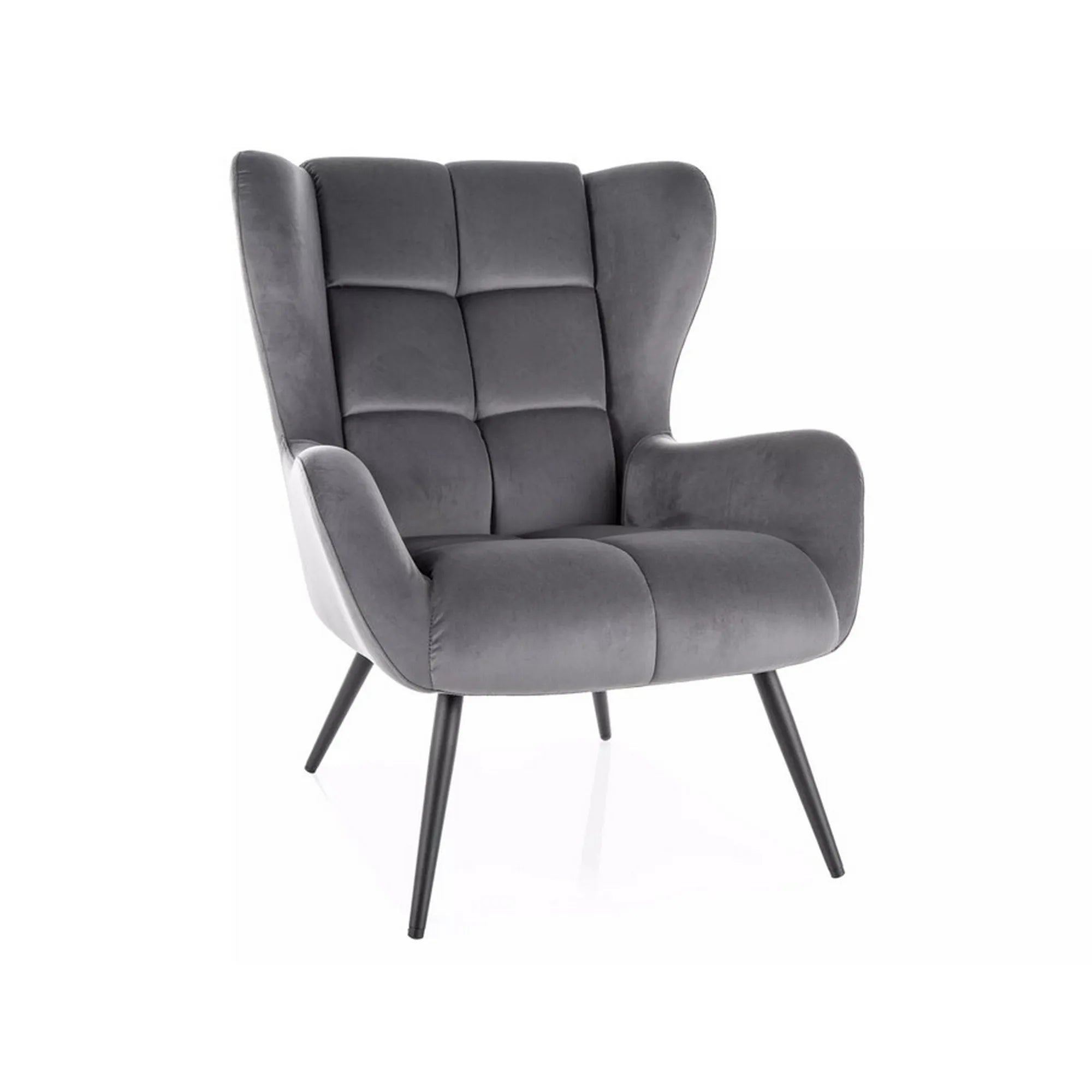 Fotoliu LOUIS, stofa catifelata gri - Bluvel 14, 75x87x91 cm