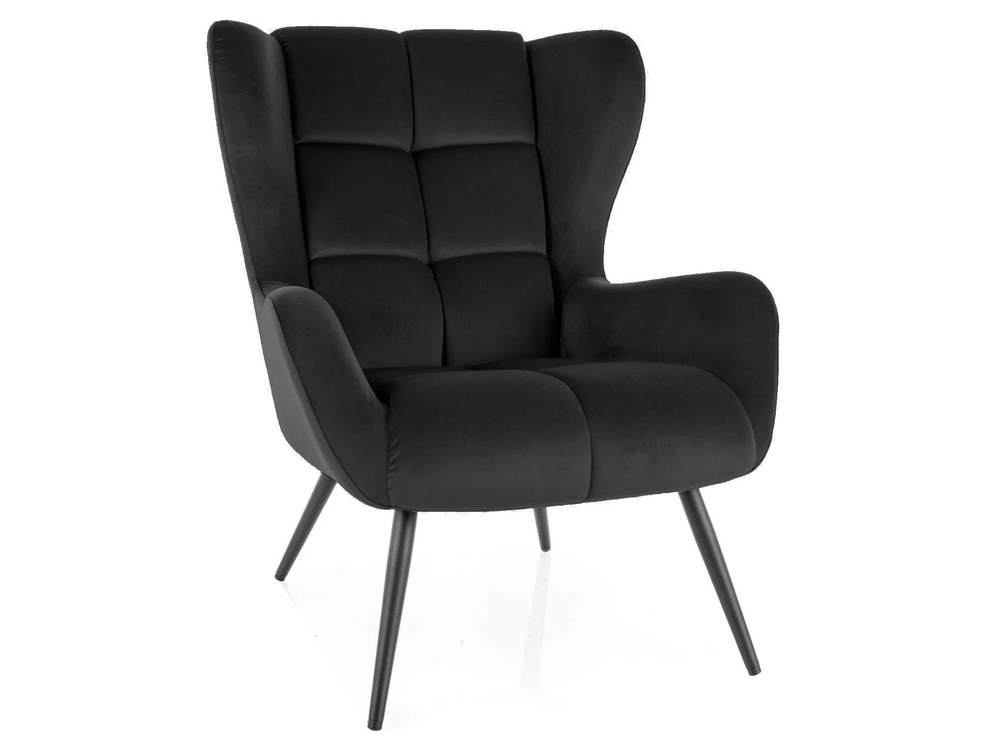 Fotoliu LOUIS, stofa catifelata negru - Bluvel 19, 75x87x91 cm