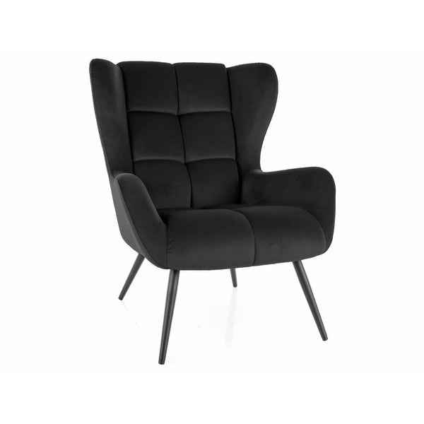 Fotoliu LOUIS, stofa catifelata negru - Bluvel 19, 75x87x91 cm