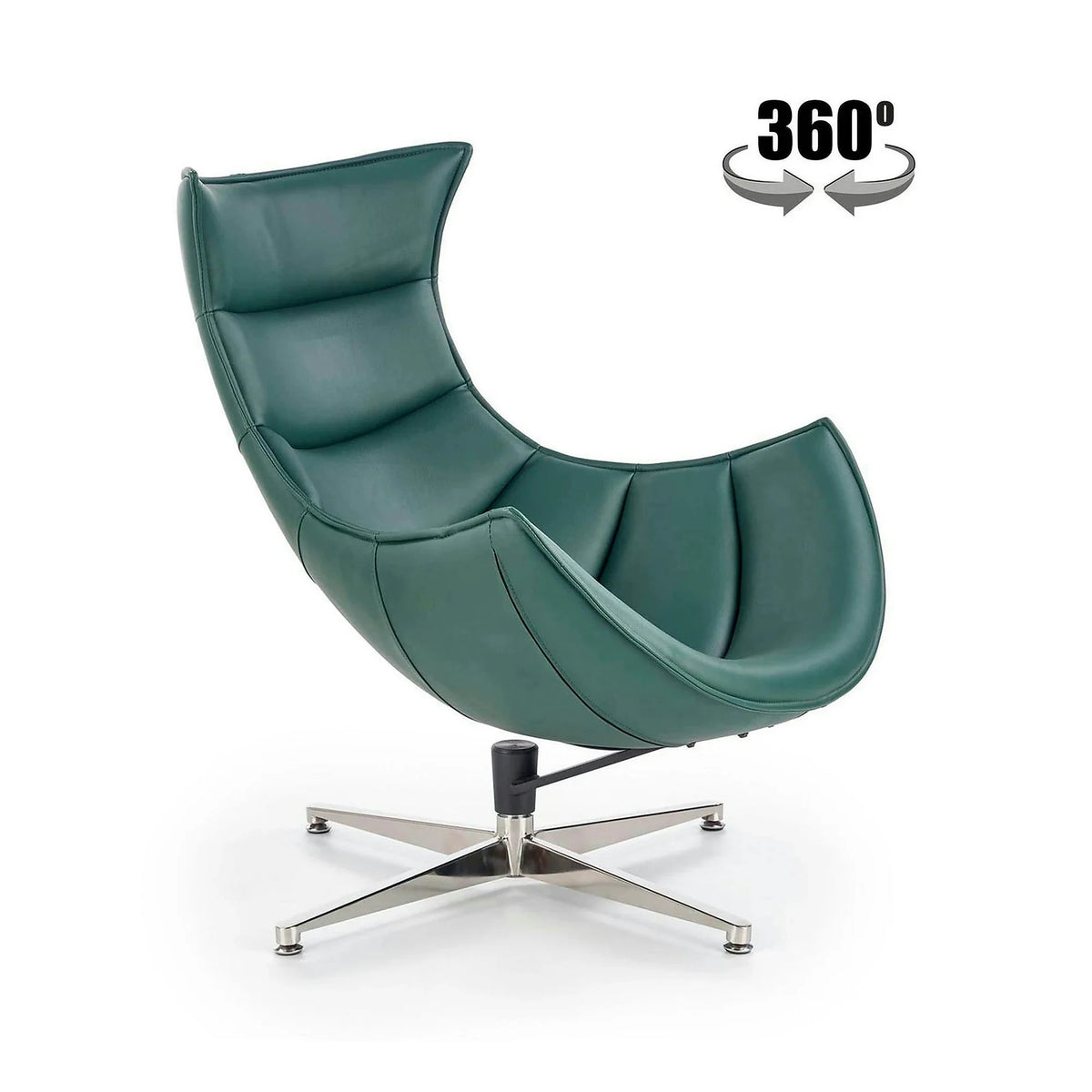 Fotoliu LUXOR, verde/crom, piele ecologica/otel inoxidabil, 86x84x96 cm