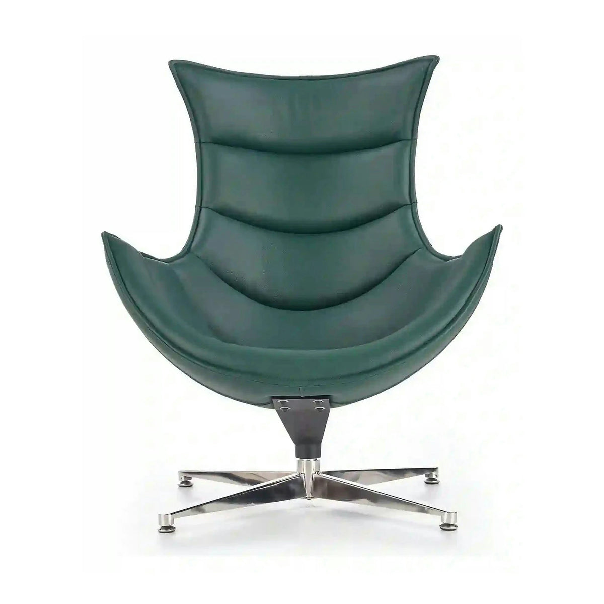 Fotoliu LUXOR, verde/crom, piele ecologica/otel inoxidabil, 86x84x96 cm