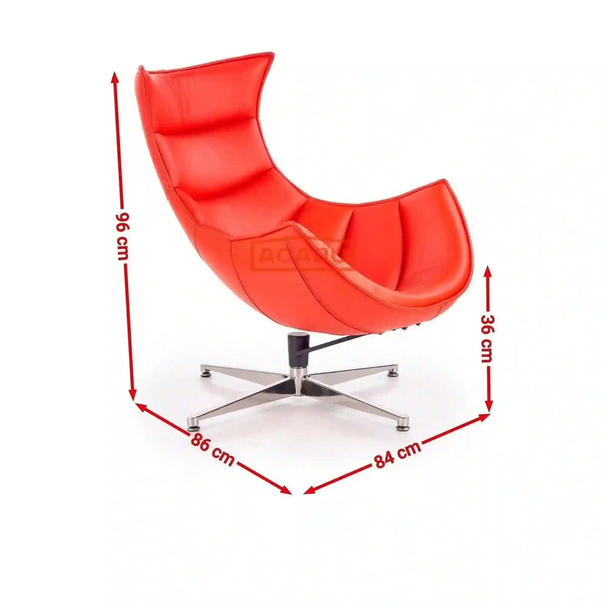 Fotoliu LUXOR, verde/crom, piele ecologica/otel inoxidabil, 86x84x96 cm