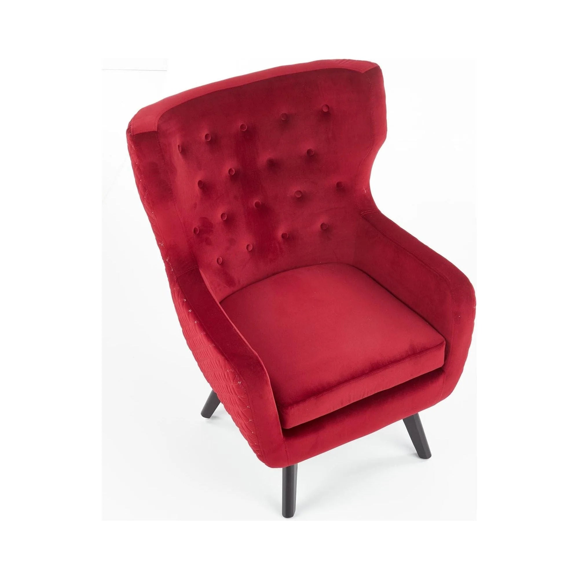 Fotoliu MARVEL, visiniu/negru, stofa catifelata/lemn, 75x83x103 cm