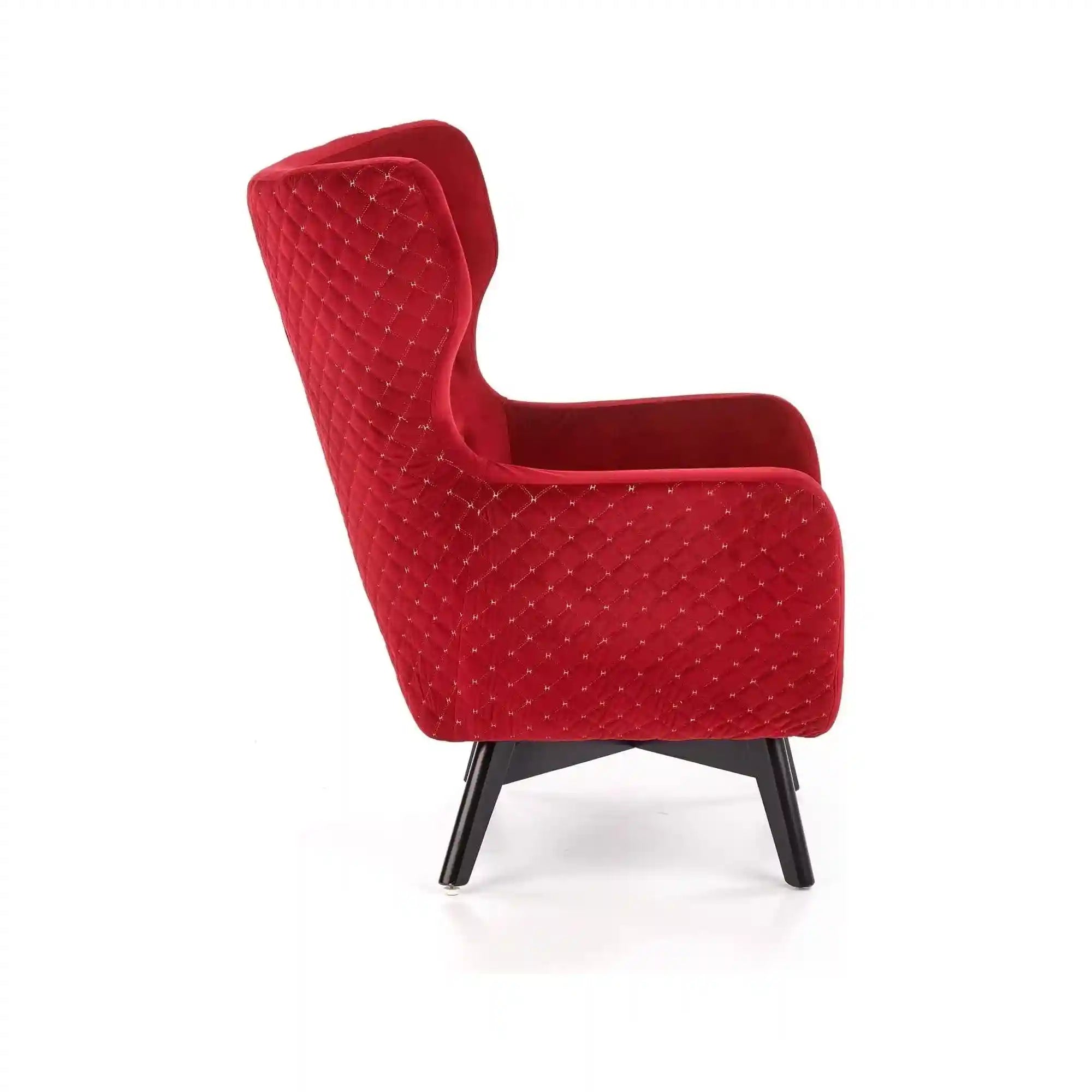 Fotoliu MARVEL, visiniu/negru, stofa catifelata/lemn, 75x83x103 cm