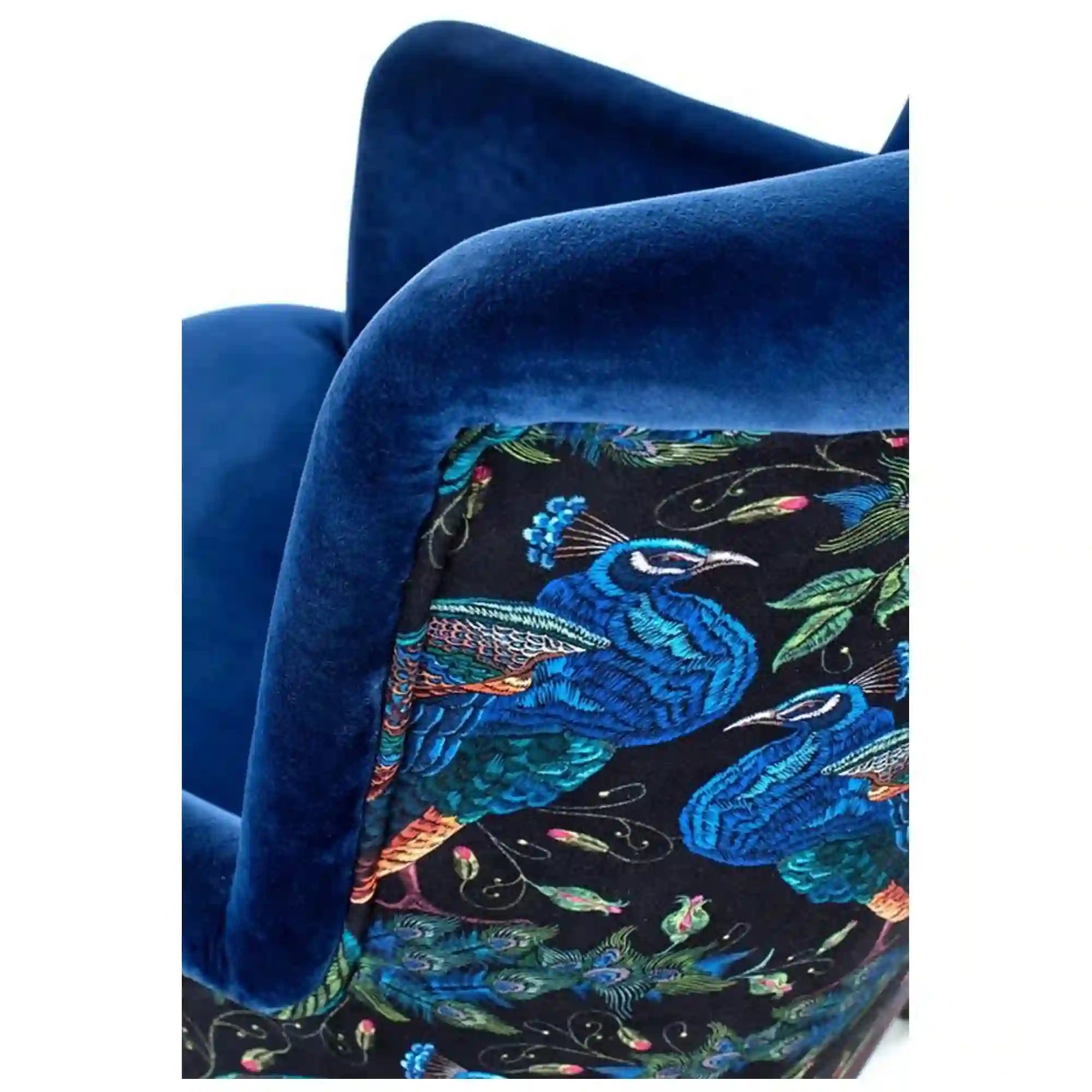 Fotoliu PAGONI, albastru, stofa catifelata, 67x82x95 cm