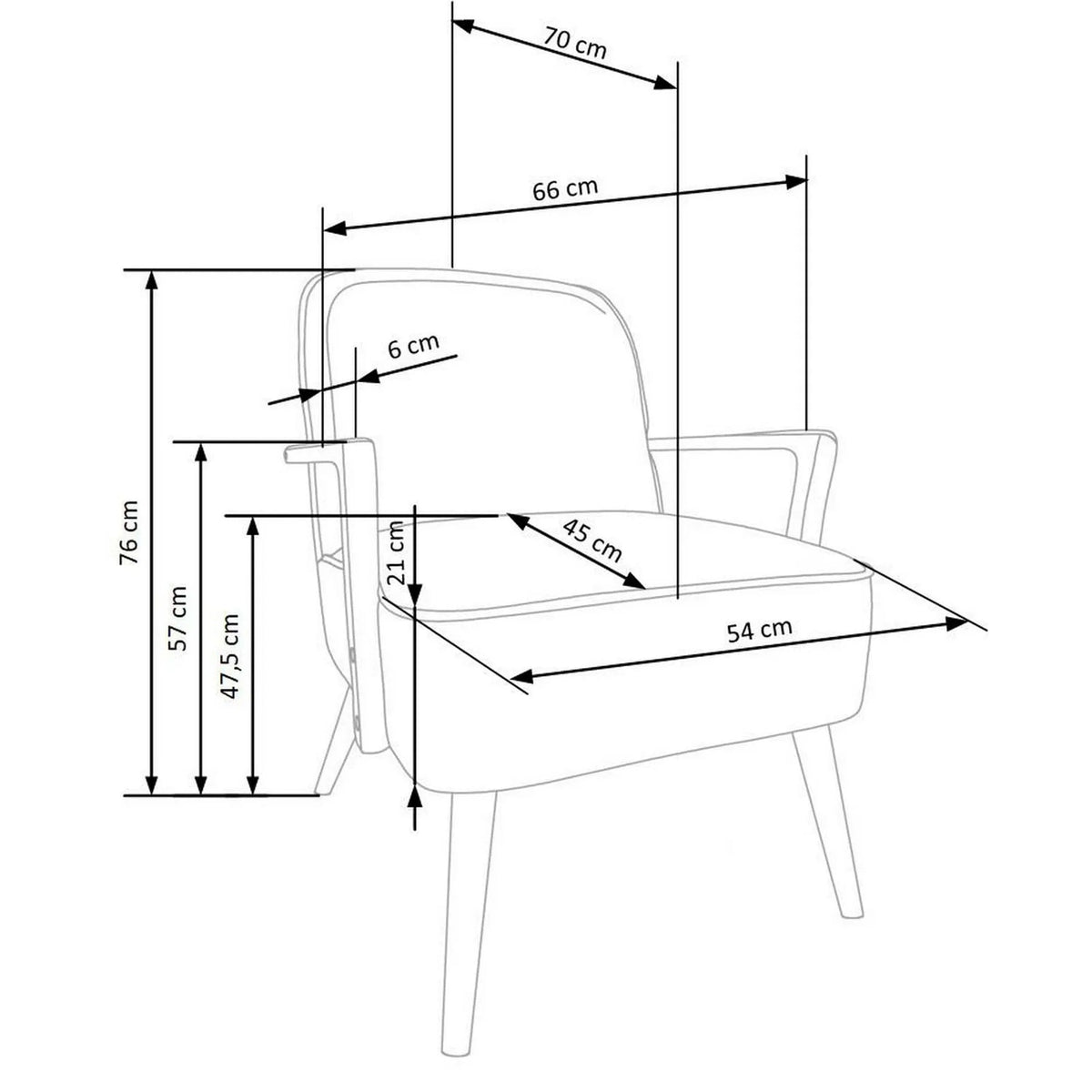 Fotoliu PASTORE, bej deschis/nuc deschis, stofa/lemn, 66x69x76 cm