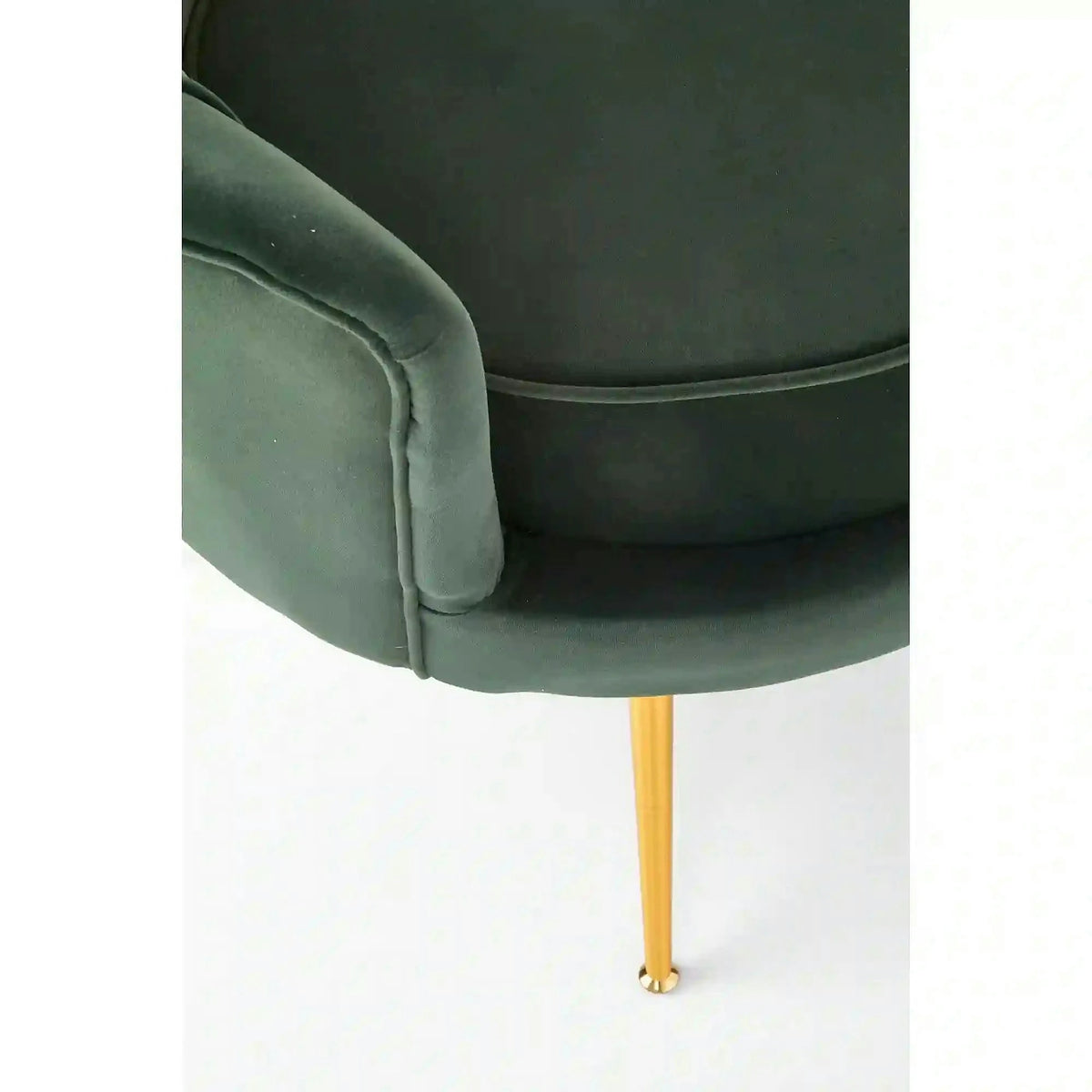 Fotoliu pentru living AMORINITO, verde inchis/auriu, stofa catifelata/otel, 81x77x77 cm