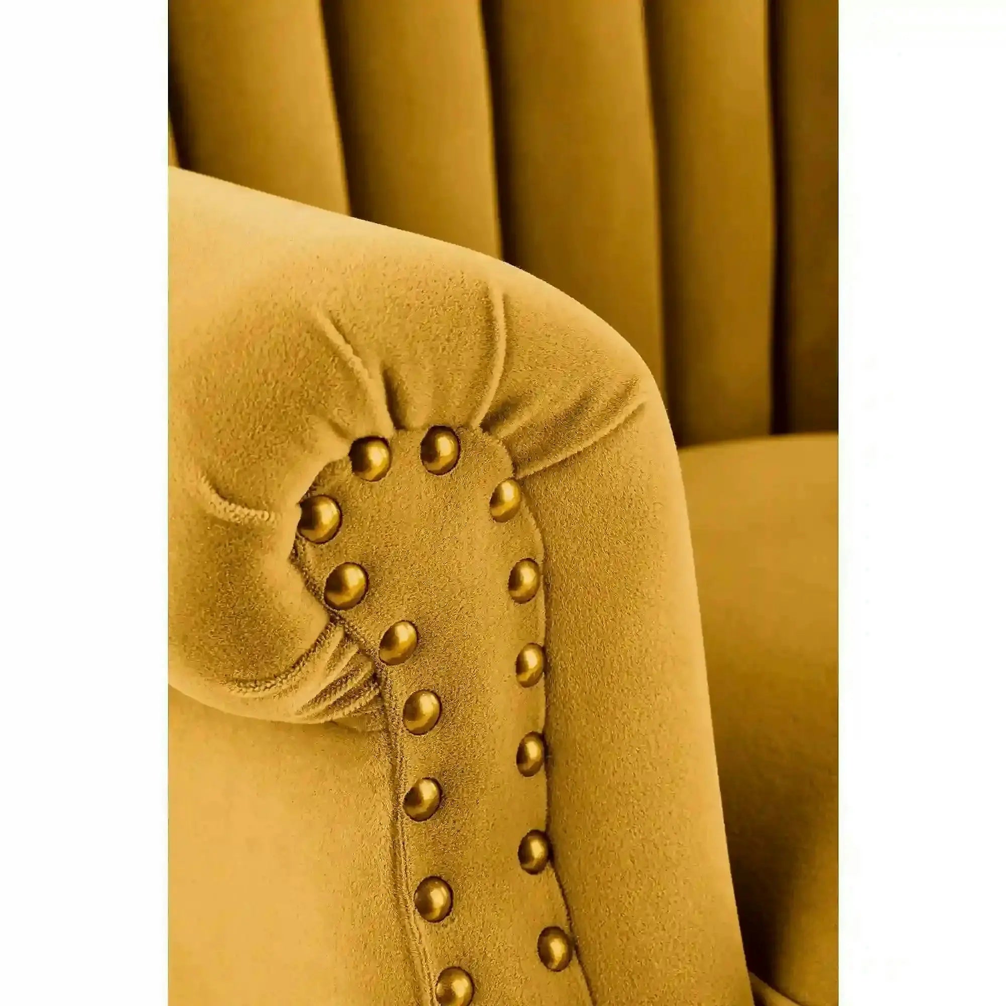 Fotoliu pentru living TITAN, galben mustar/negru, stofa catifelata/lemn, 73x70x87 cm