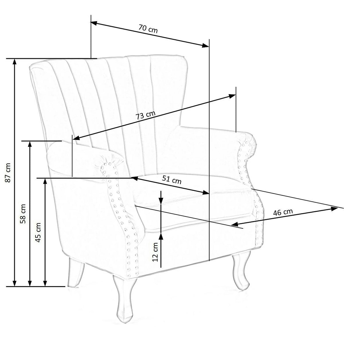 Fotoliu pentru living TITAN, gri/negru, stofa catifelata/lemn, 73x70x87 cm
