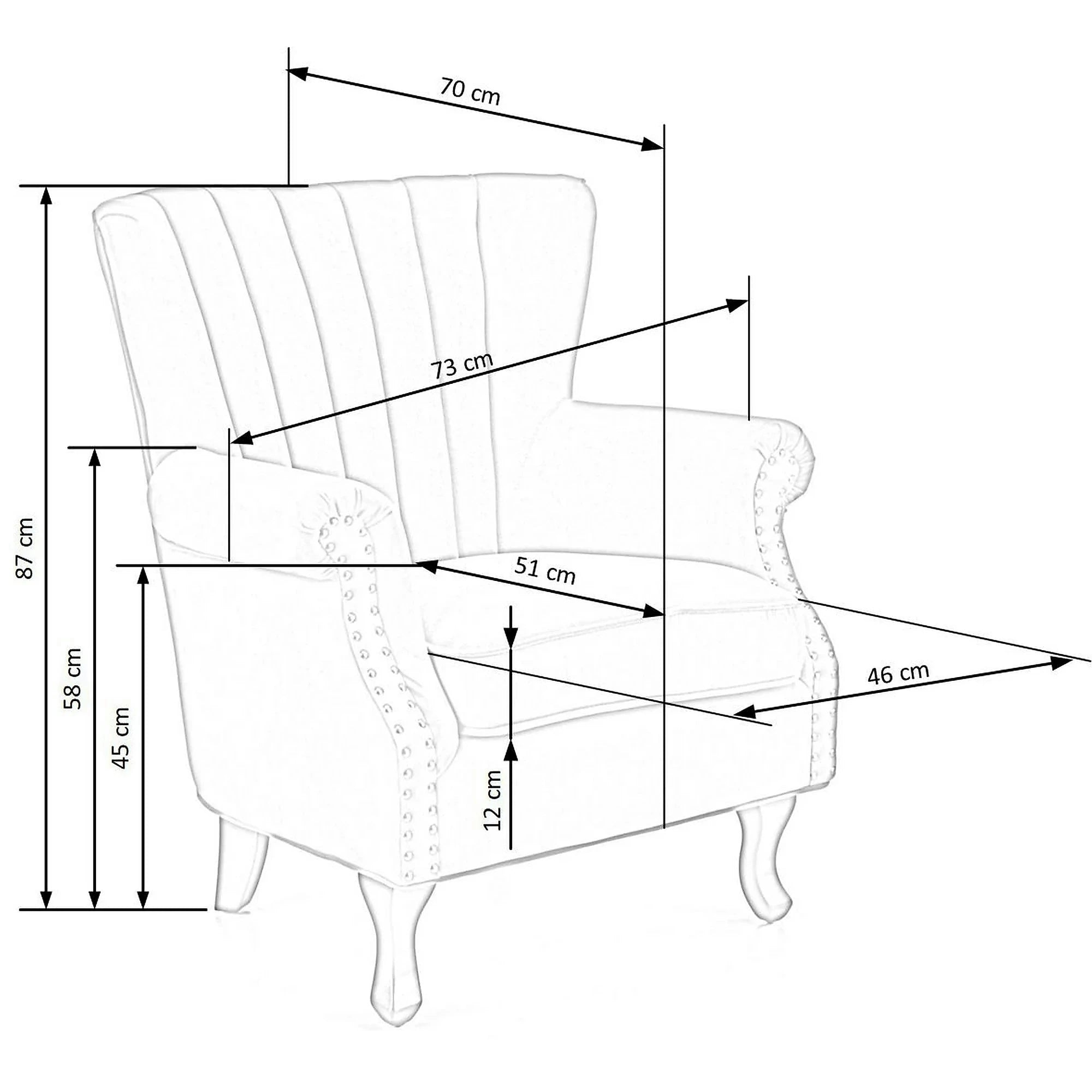 Fotoliu pentru living TITAN, gri/negru, stofa catifelata/lemn, 73x70x87 cm