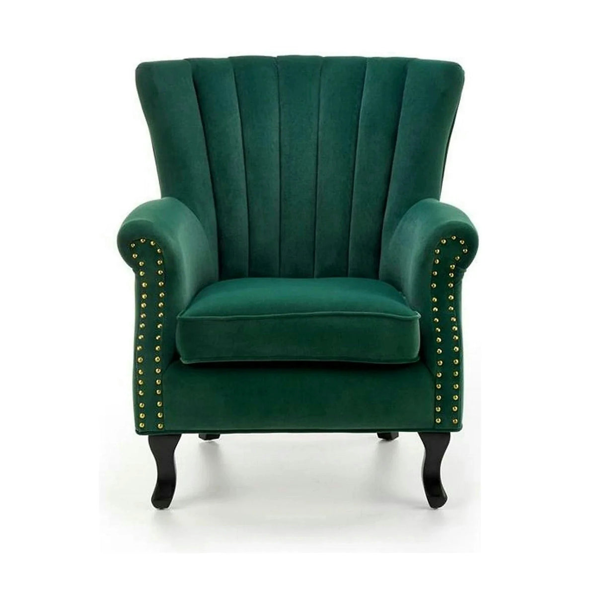 Fotoliu pentru living TITAN, verde inchis/negru, stofa catifelata/lemn, 73x70x87 cm