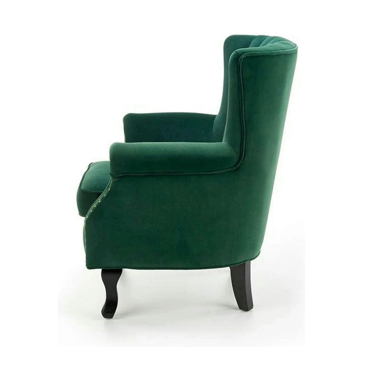 Fotoliu pentru living TITAN, verde inchis/negru, stofa catifelata/lemn, 73x70x87 cm