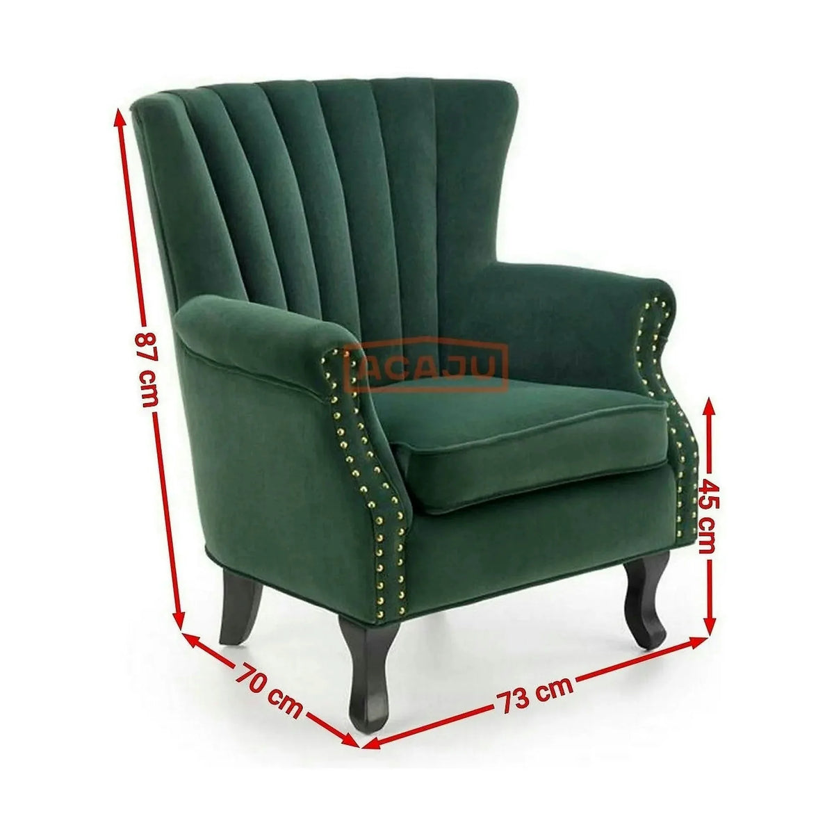 Fotoliu pentru living TITAN, verde inchis/negru, stofa catifelata/lemn, 73x70x87 cm