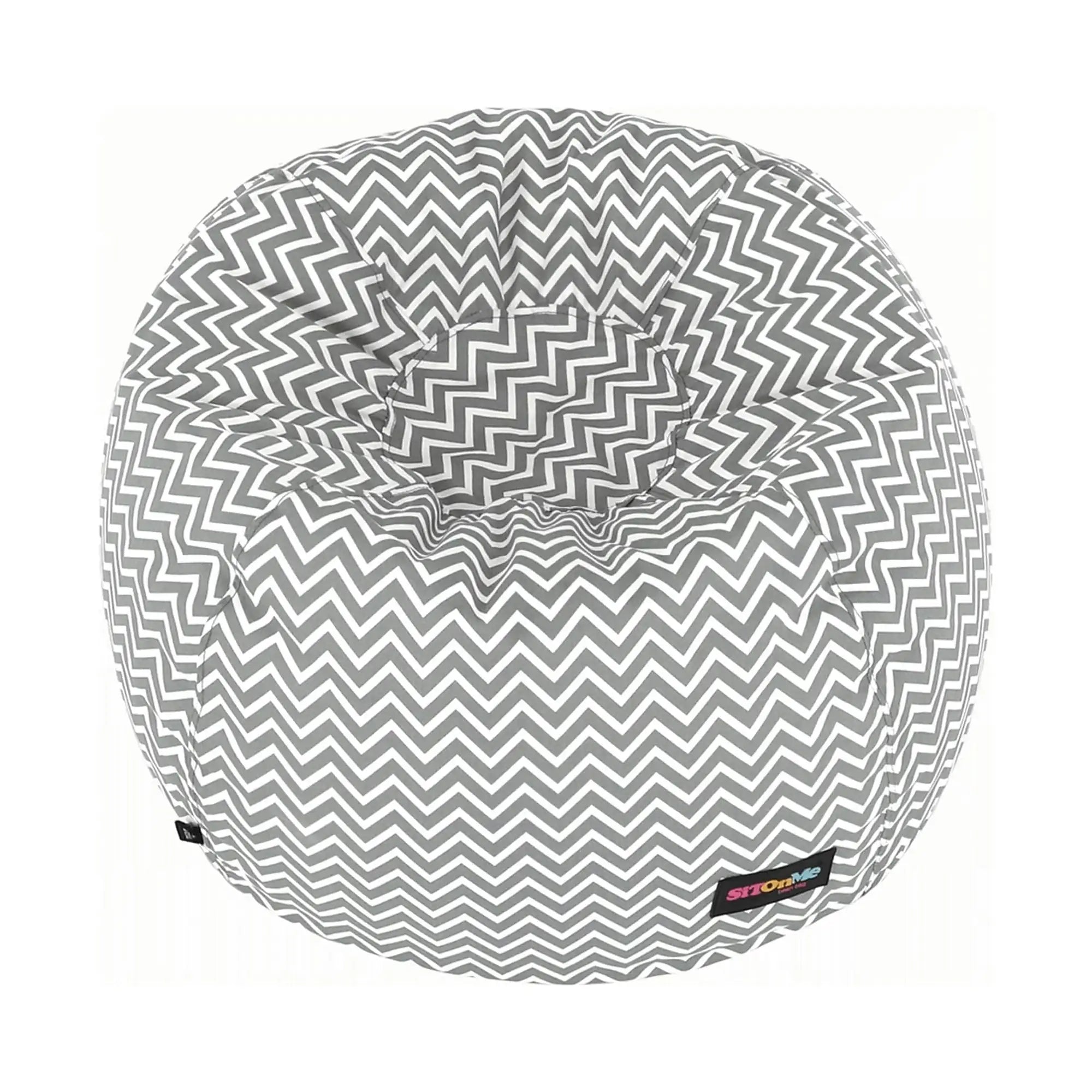 Fotoliu puf GOMBY, gri/alb, material textil, 60x50x60 cm