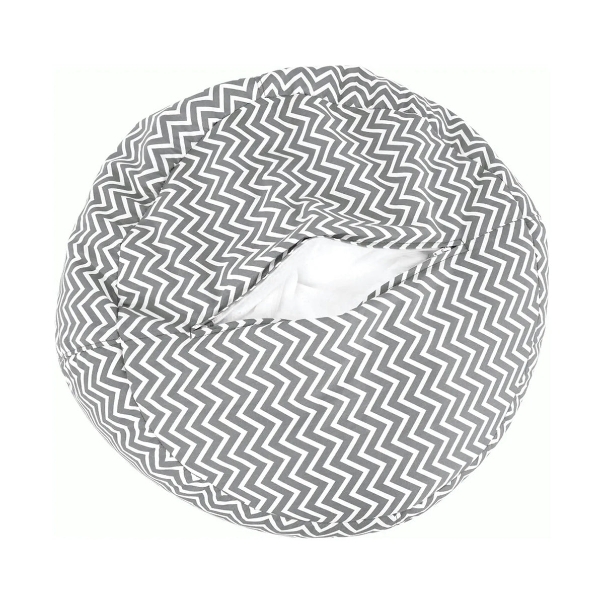 Fotoliu puf GOMBY, gri/alb, material textil, 60x50x60 cm
