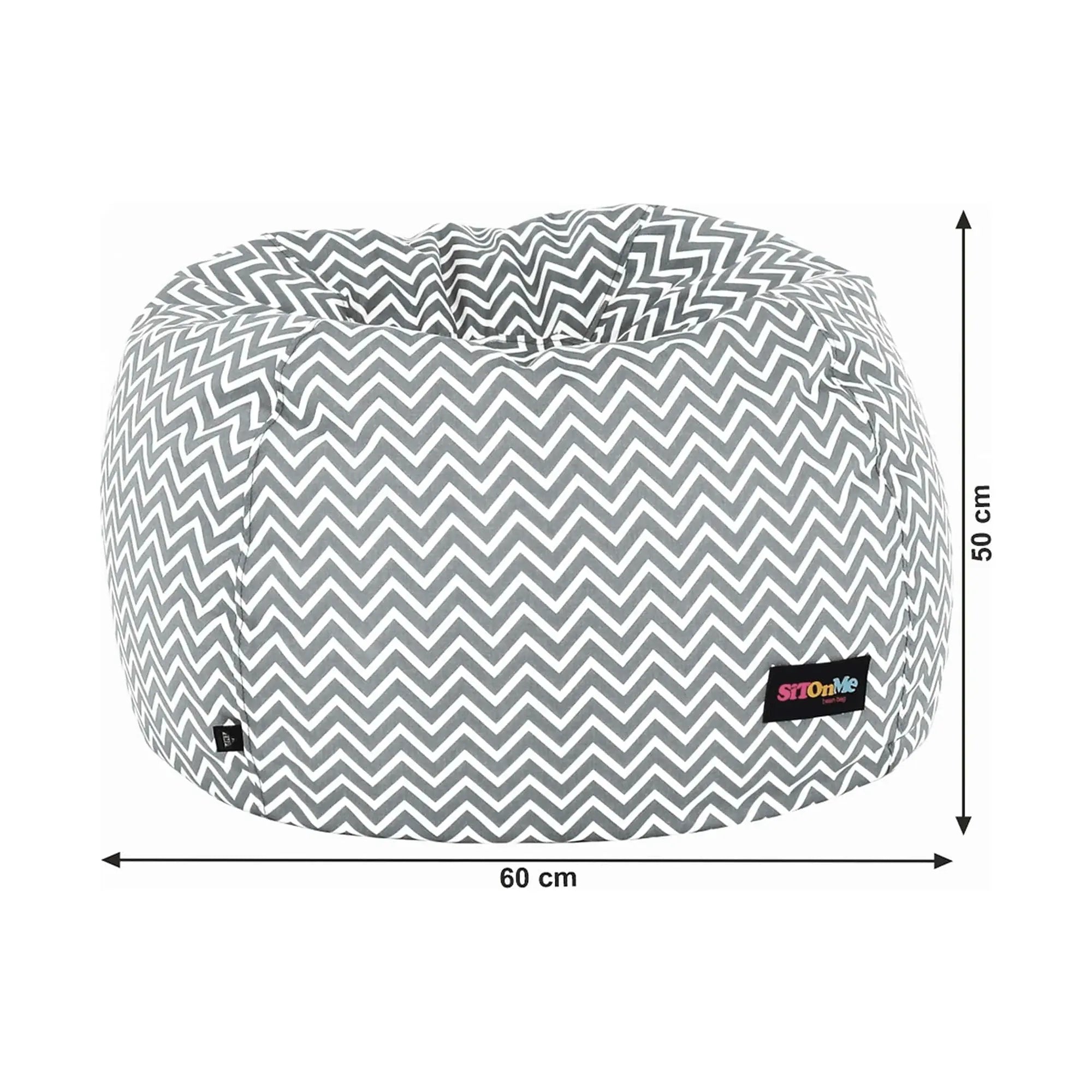 Fotoliu puf GOMBY, gri/alb, material textil, 60x50x60 cm