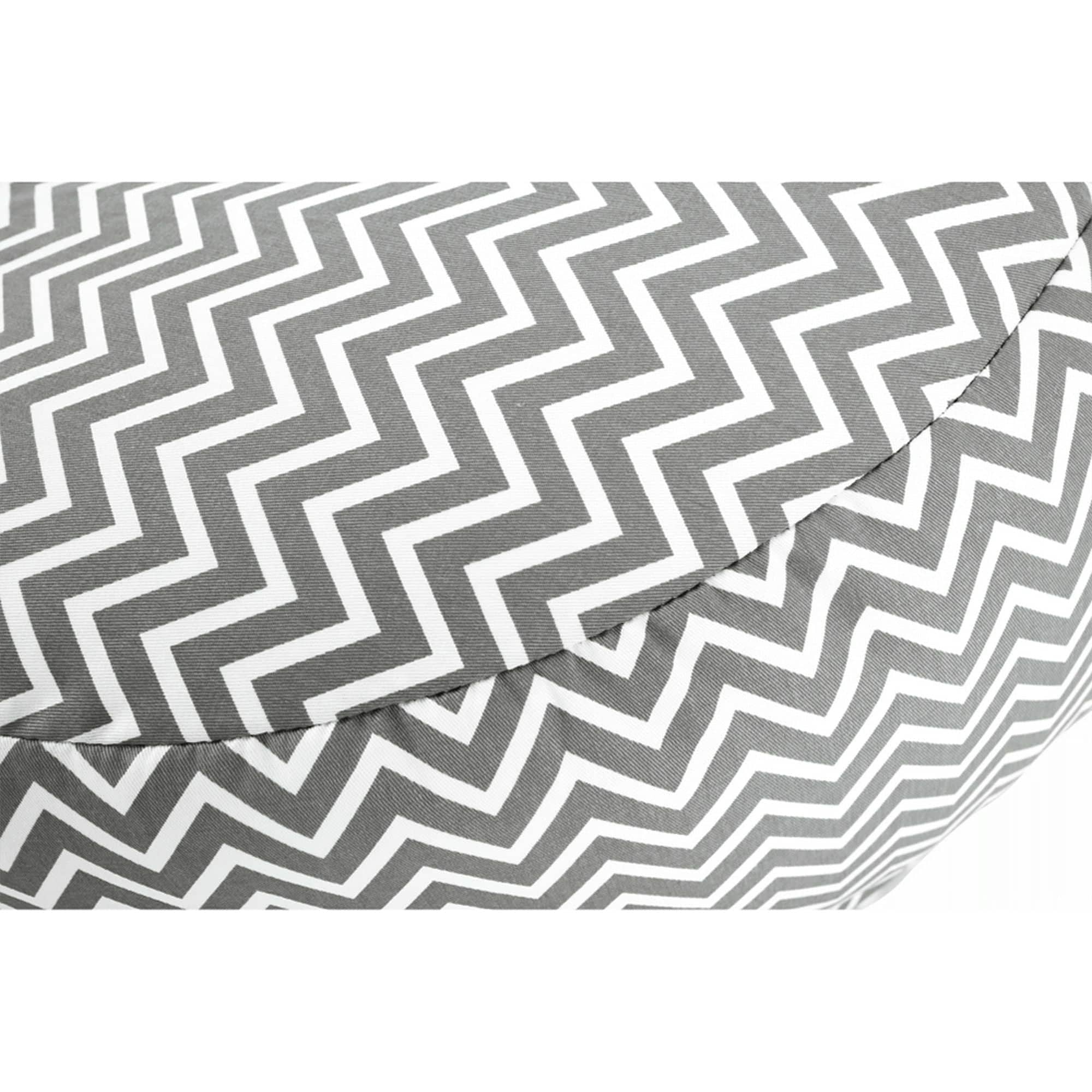 Fotoliu puf GOMBY, gri/alb, material textil, 60x50x60 cm