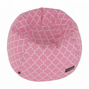 Fotoliu puf GOMBY, roz/alb, material textil, 60x50x60 cm