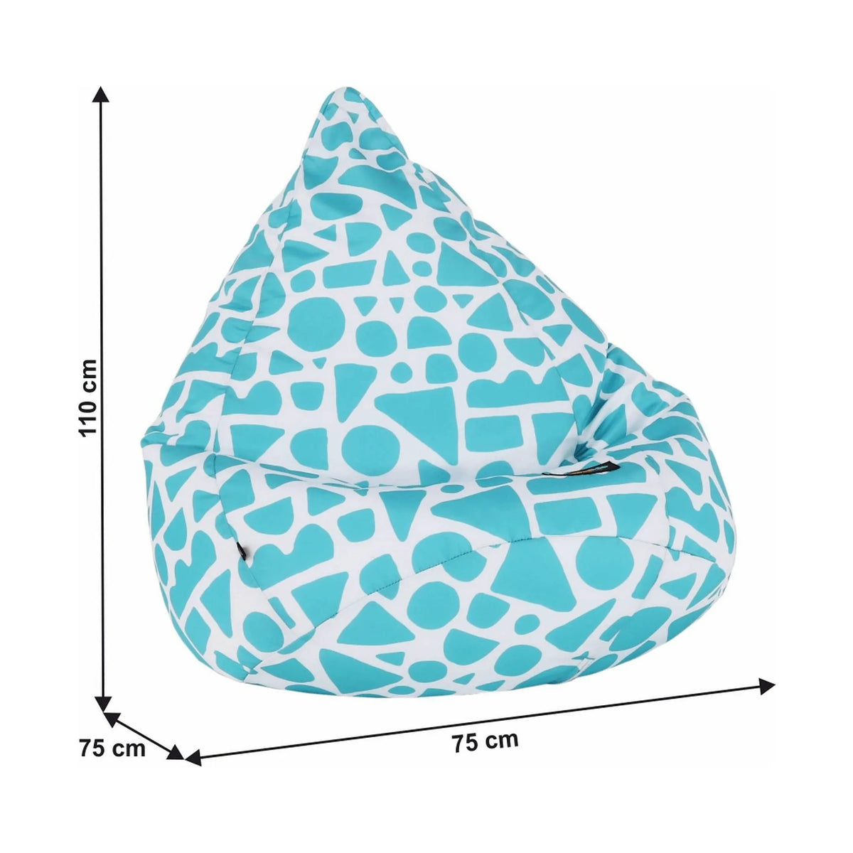 Fotoliu puf TELDIN, alb/turcoaz, material textil, 75x110 cm