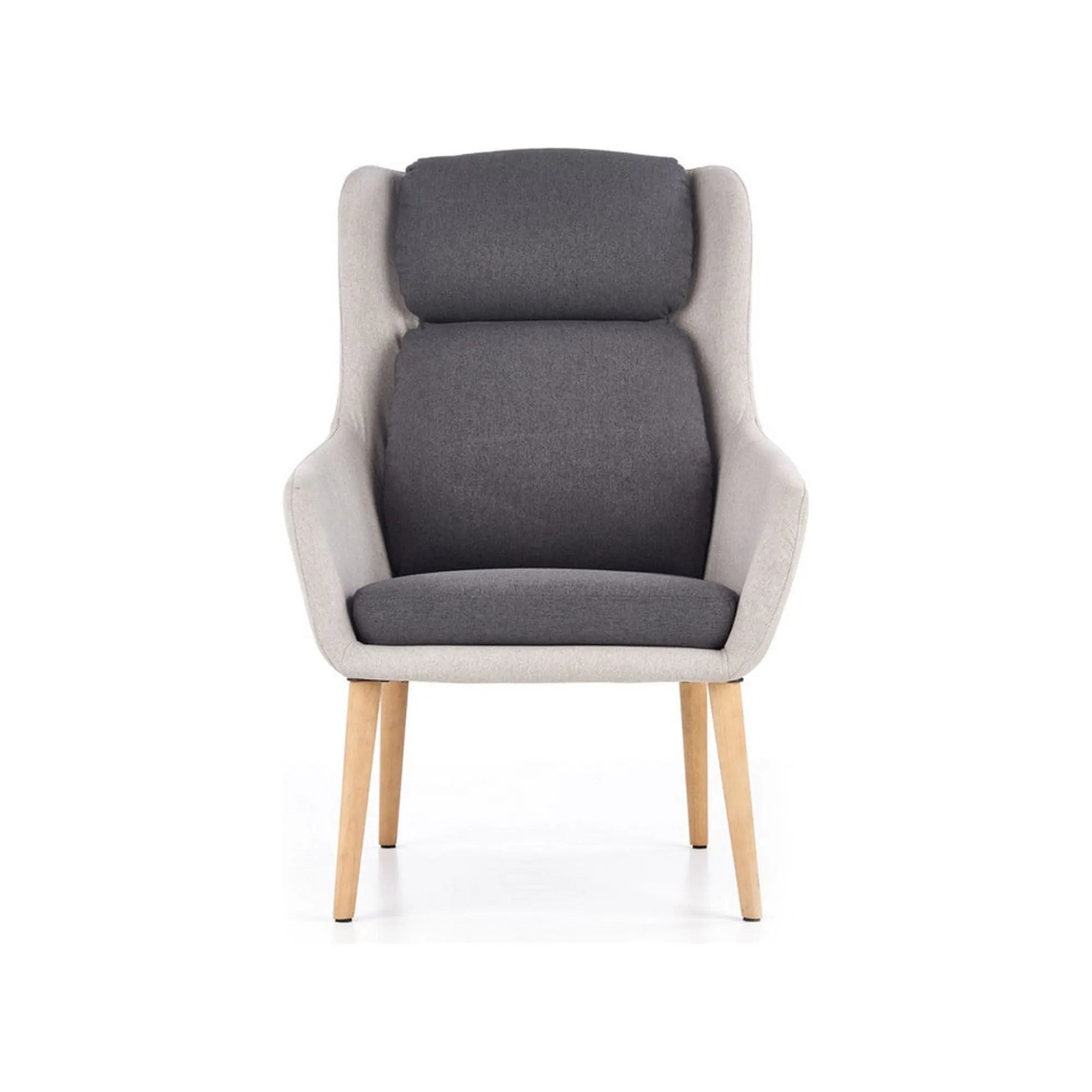 Fotoliu PURIO, gri/stejar, stofa/lemn, 67x75x103 cm