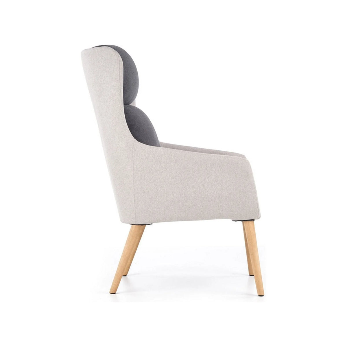 Fotoliu PURIO, gri/stejar, stofa/lemn, 67x75x103 cm