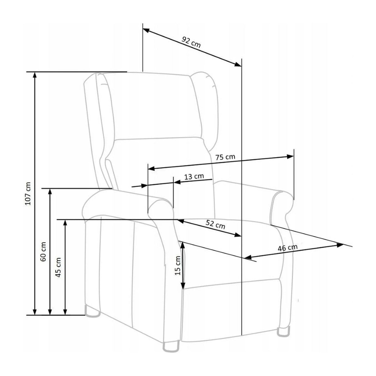 Fotoliu rabatabil AGUSTIN 2, bej/negru, stofa catifelata/metal, 75x92/160x83/107 cm