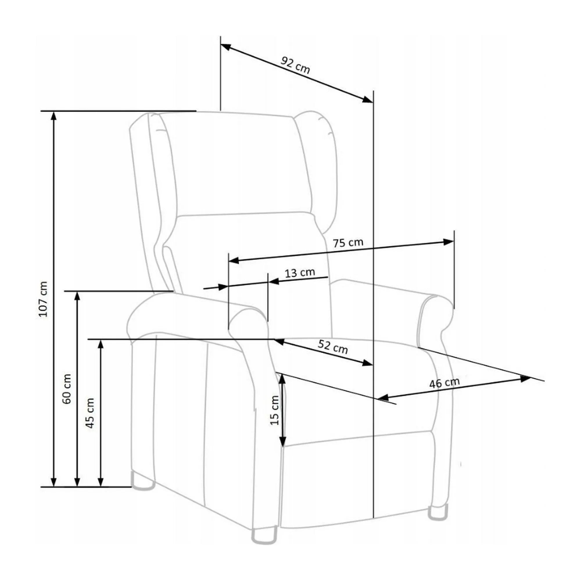 Fotoliu rabatabil AGUSTIN 2, bej/negru, stofa catifelata/metal, 75x92/160x83/107 cm