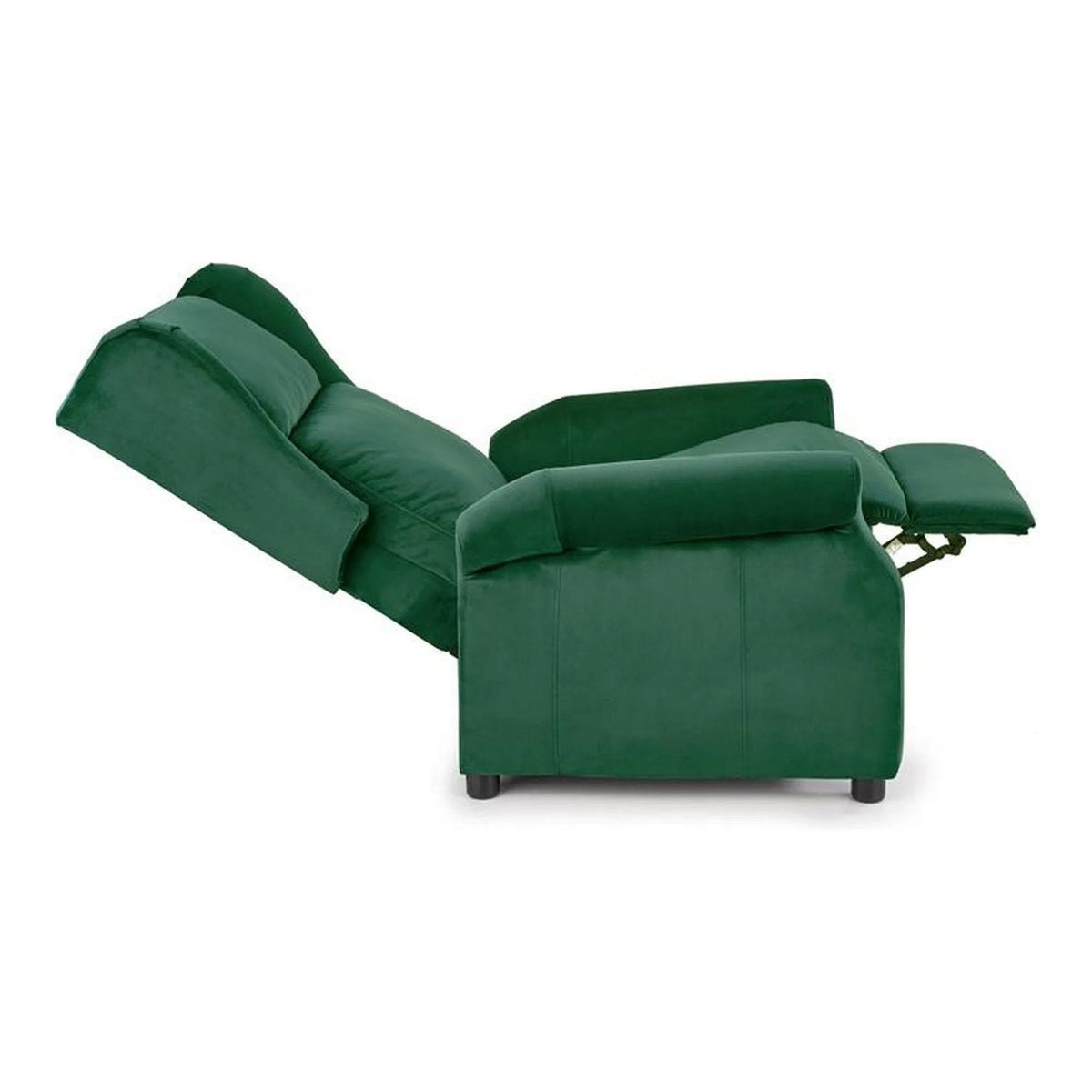 Fotoliu rabatabil AGUSTIN 2, verde inchis/negru, stofa/lemn, 75x92/160x83/107 cm