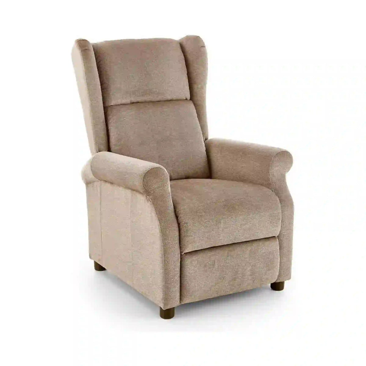 Fotoliu rabatabil AGUSTIN M, bej/maro, stofa/plastic, 75x92/160x83/107 cm